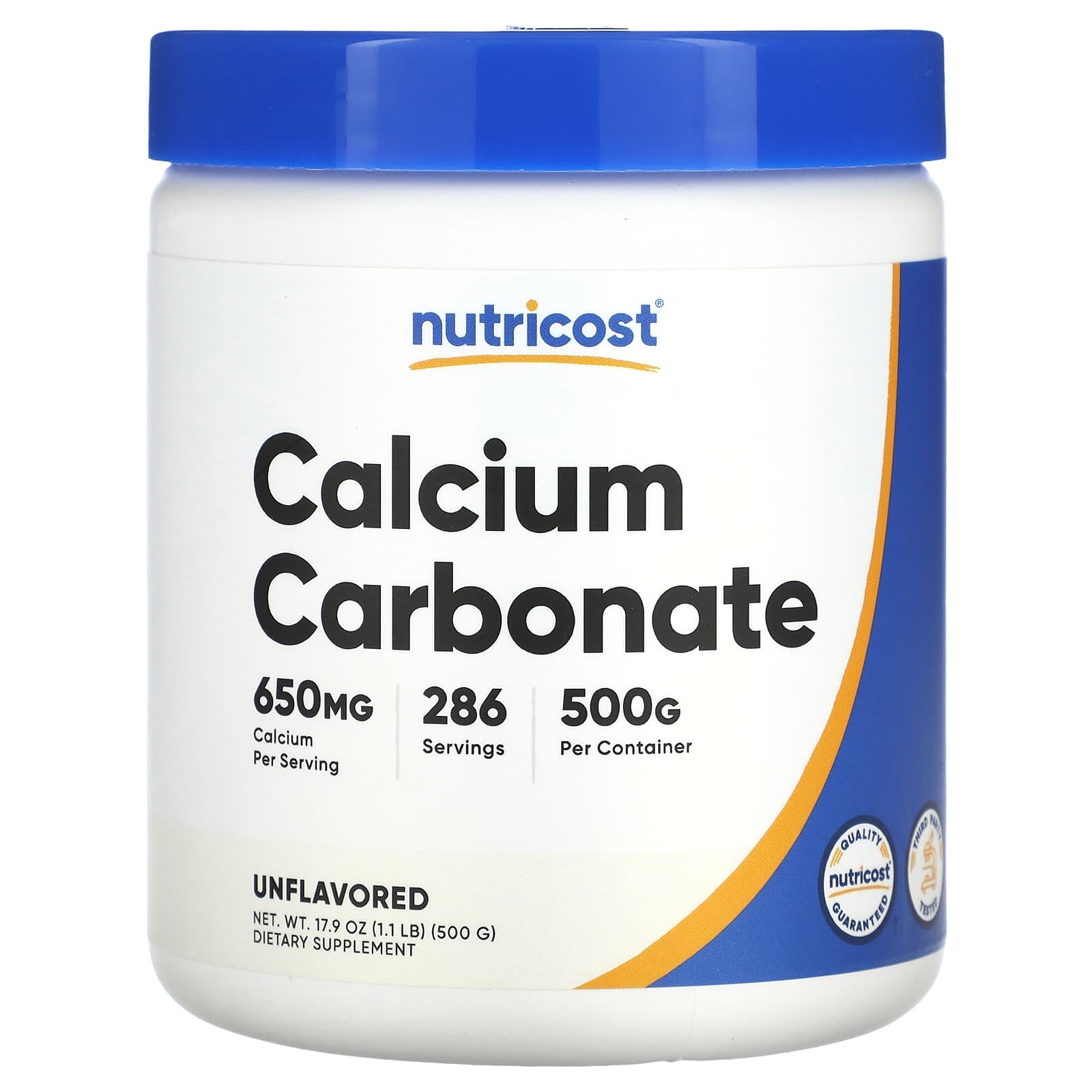 Nutricost, Calcium Carbonate, Unflavored, 1.1 lb (500 g) - B07D5KQRCV