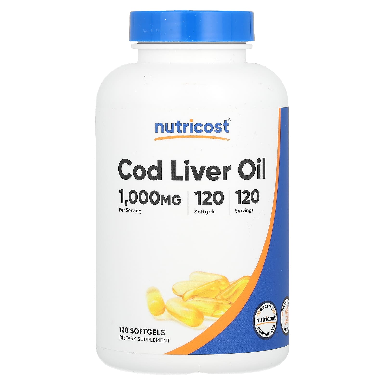 Nutricost, Cod Liver Oil, 1,000 mg, 120 Softgels - B0BZ57VRQM
