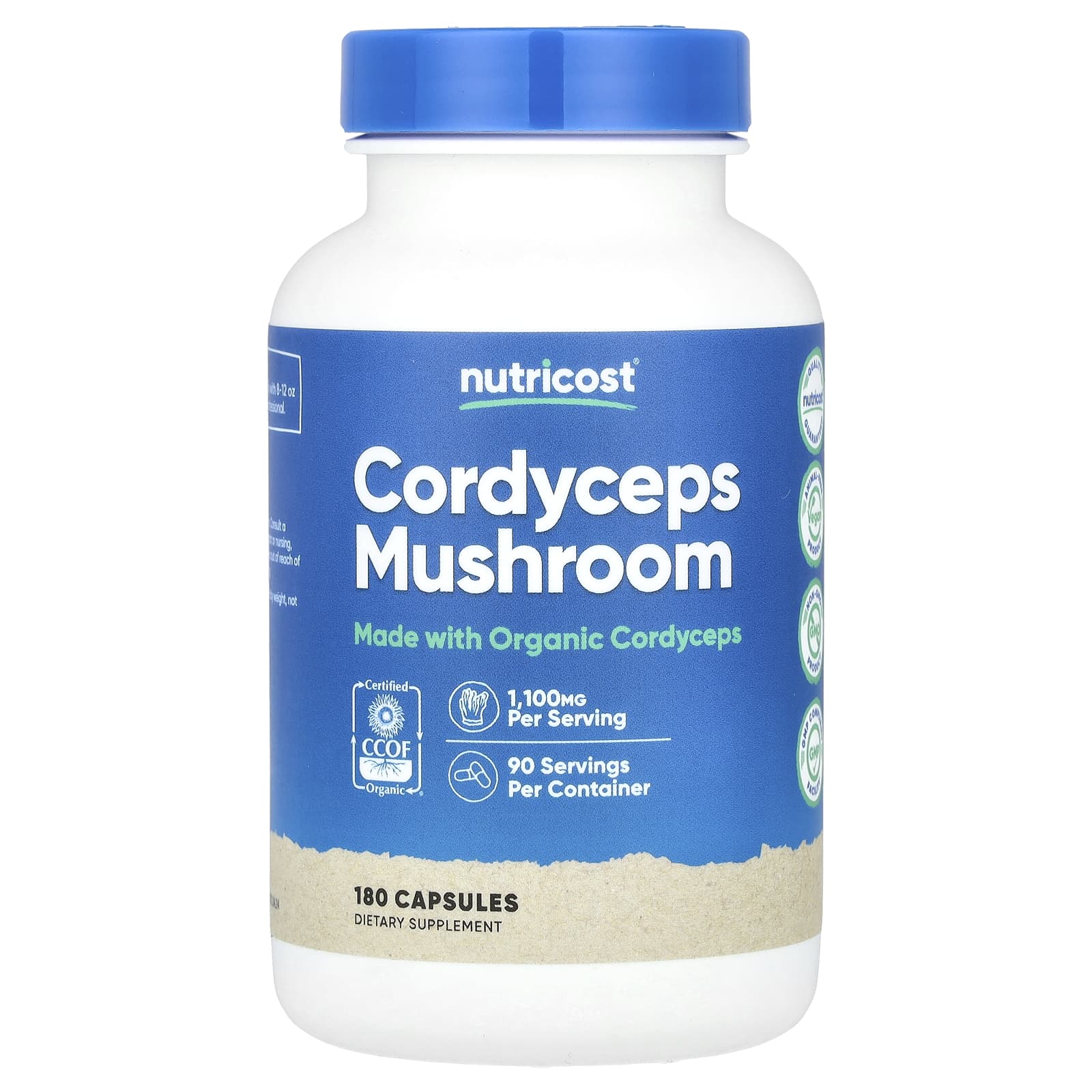Nutricost, Cordyceps Mushroom, 1,100 mg, 180 Capsules (550 mg Per Capsule) - B08JH8GT9K