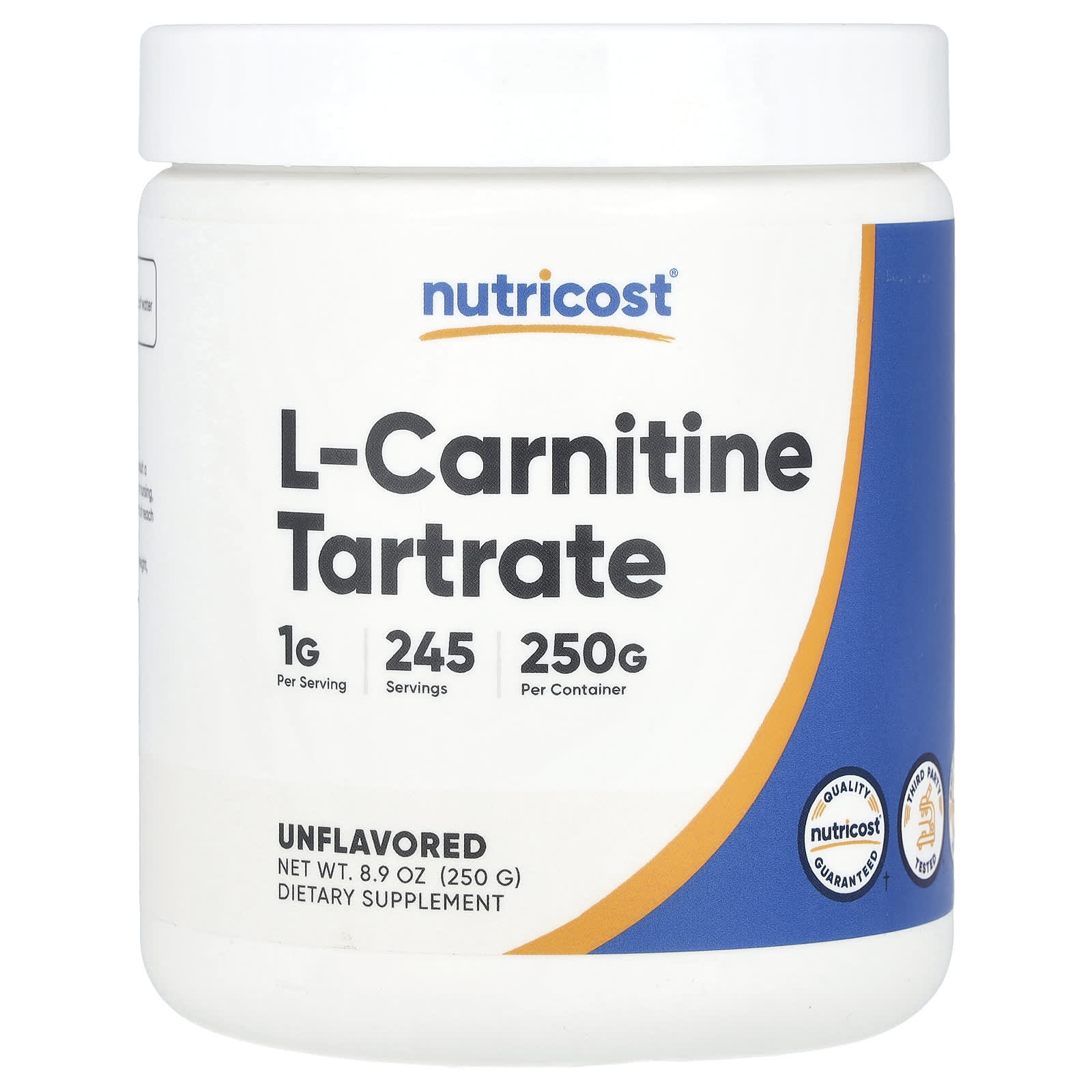 Nutricost, L-Carnitine Tartrate, Unflavored, 8.9 oz (250 g) - B01MQDLB83