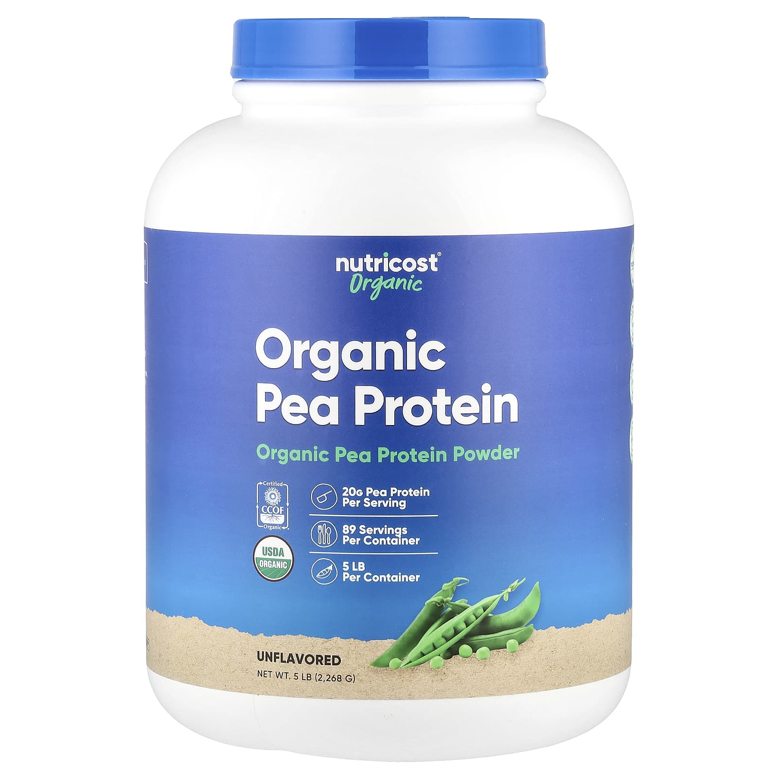 Nutricost, Organic Pea Protein, Unflavored, 5 lbs (2,268 g) - B081SC57JM