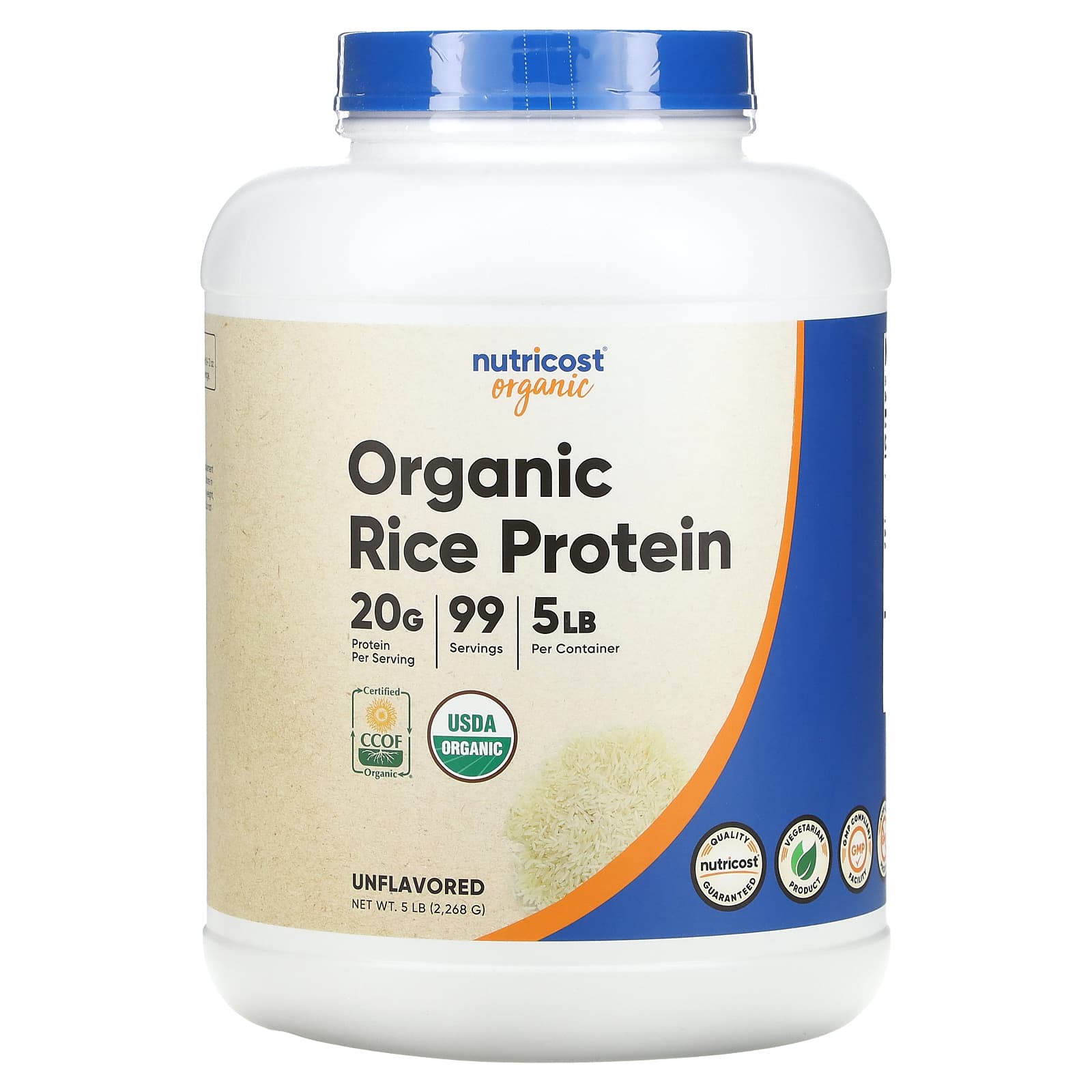 Nutricost, Organic Rice Protein, Unflavored, 5 lb (2,268 g) - B07WNSJTYJ