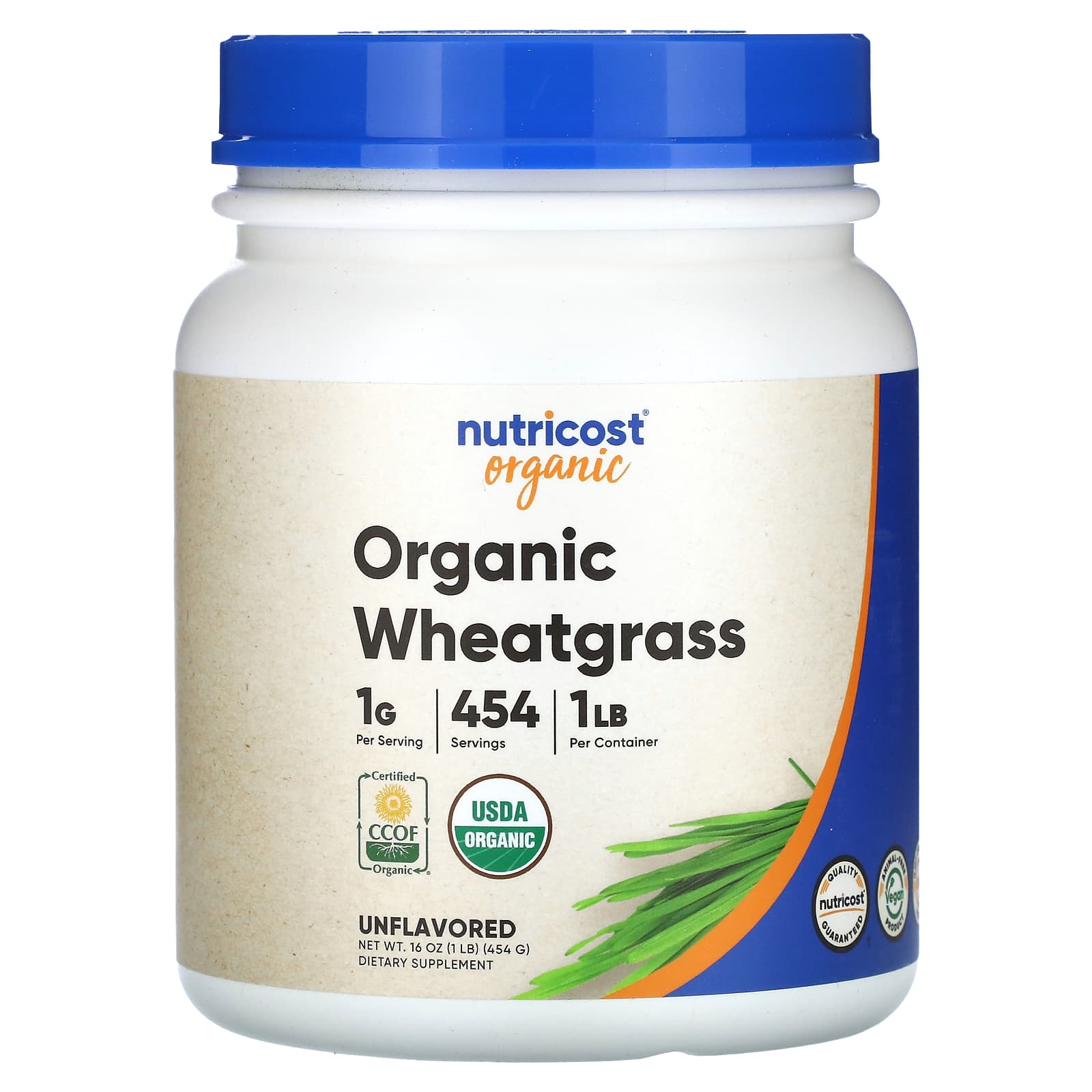 Nutricost, Organic Wheatgrass, Unflavored, 16 oz (454 g) - B07B9MQXK6