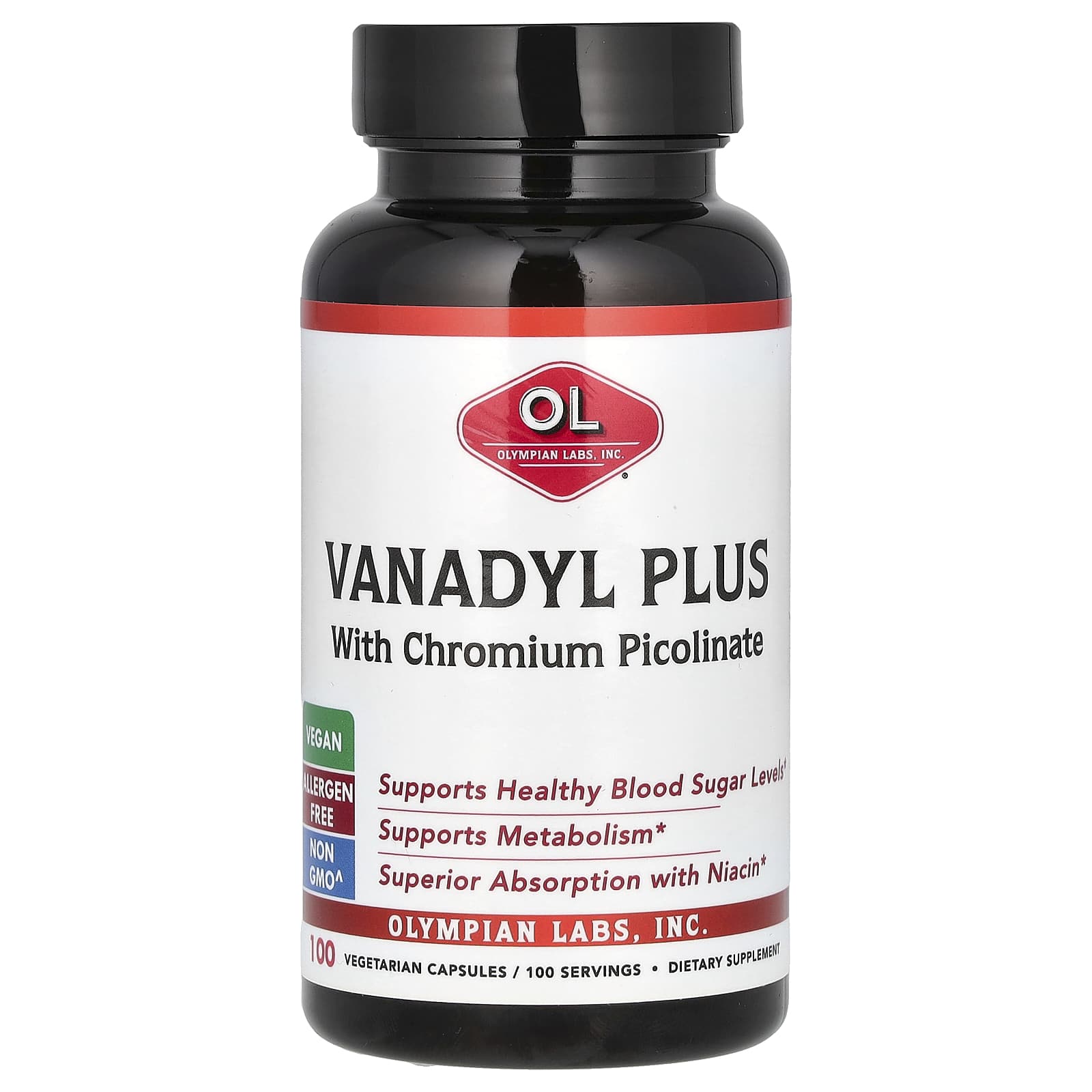 Olympian Labs, Vanadyl Plus with Chromium Picolinate, 100 Vegetarian Capsules - B001GCU5J2