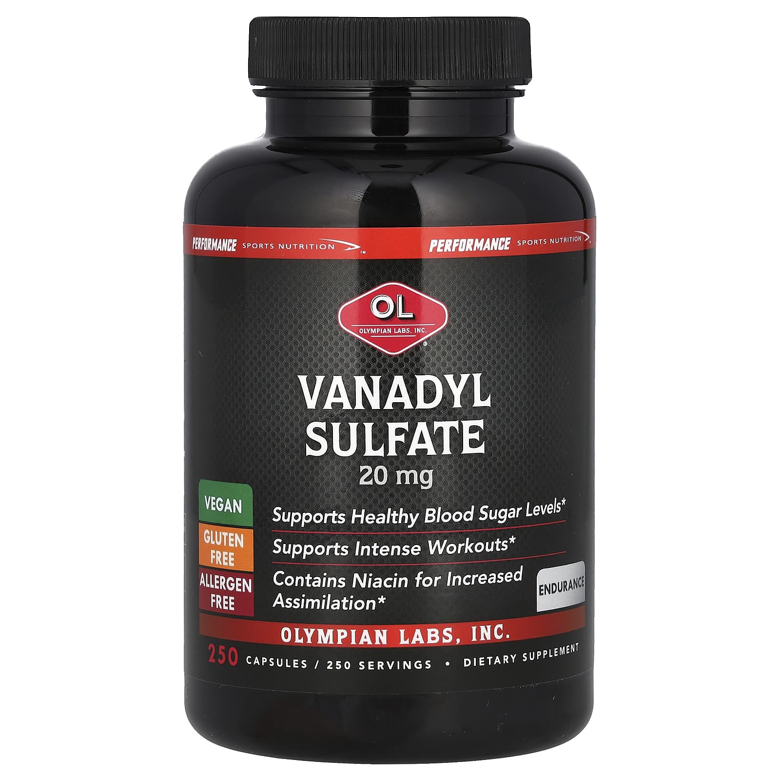 Olympian Labs, Vanadyl Sulfate, 20 mg, 250 Capsules - B004N5C25E