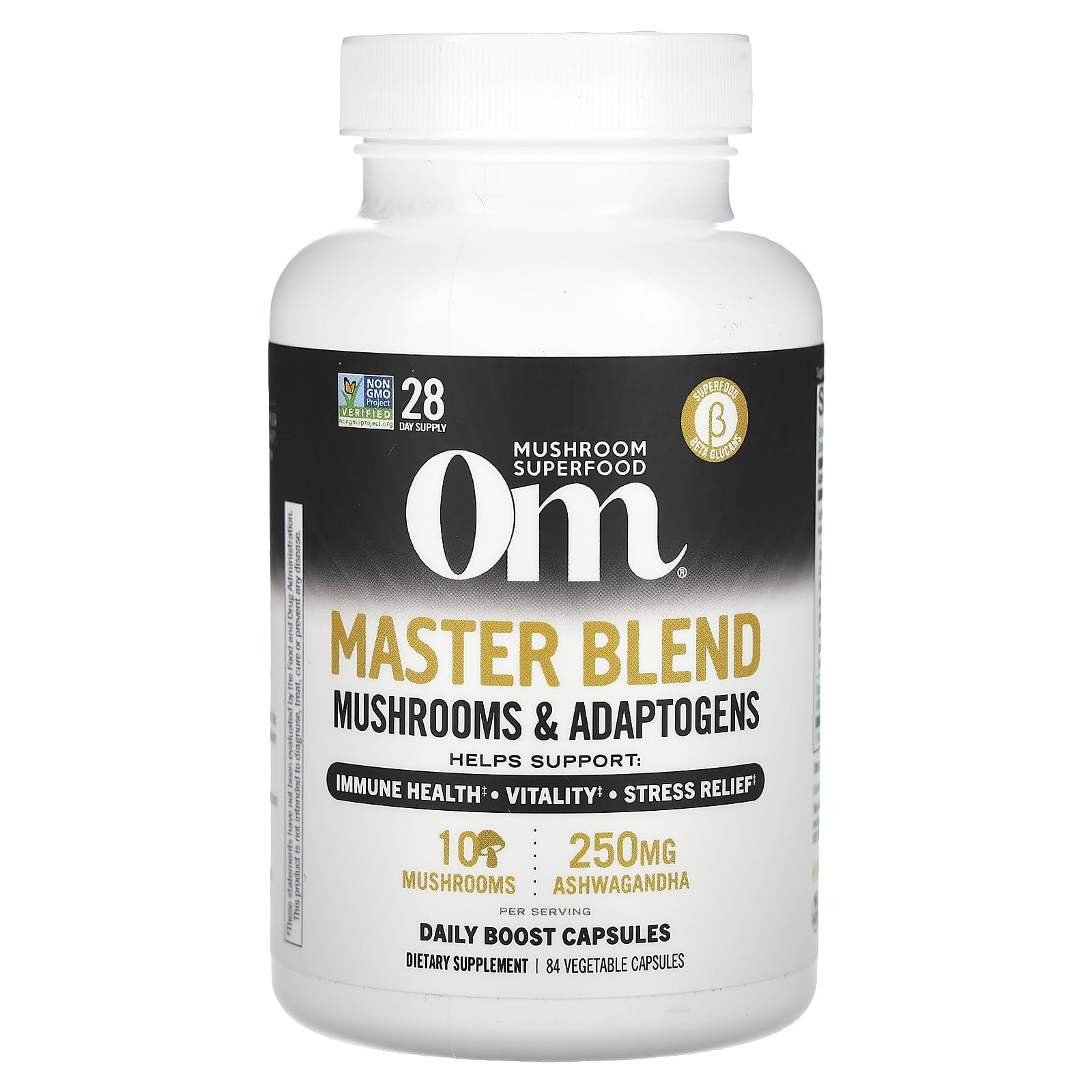 Om Mushrooms, Master Blend, 84 Vegetable Capsules - B08DK956MN