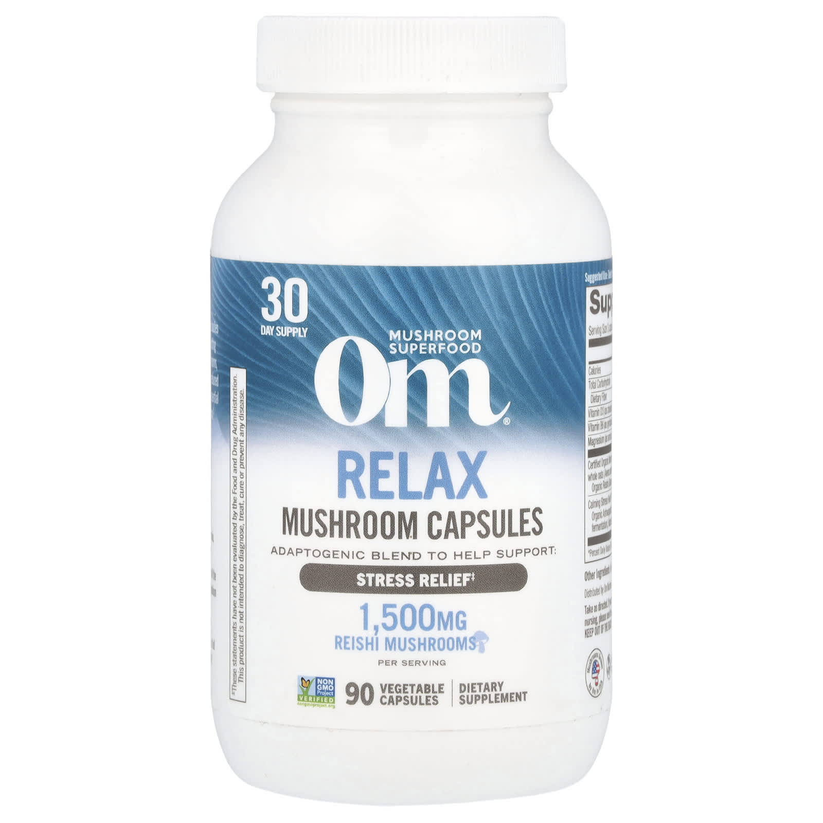 Om Mushrooms, Relax, Mushroom Capsules, 90 Vegetable Capsules - B08QFRVYKL