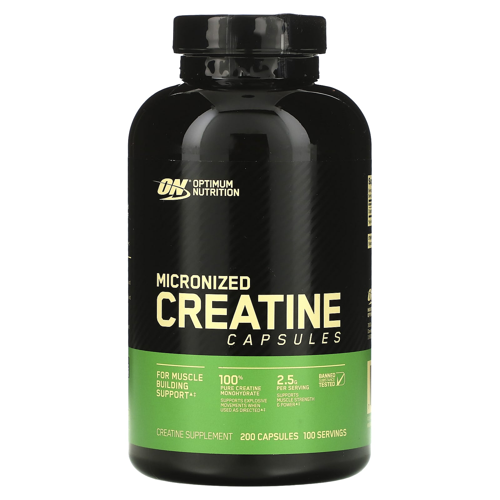 Optimum Nutrition, Micronized Creatine Capsules, 2.5 g, 200 Capsules (1.25 g per Capsule ) - B002DYIZGC