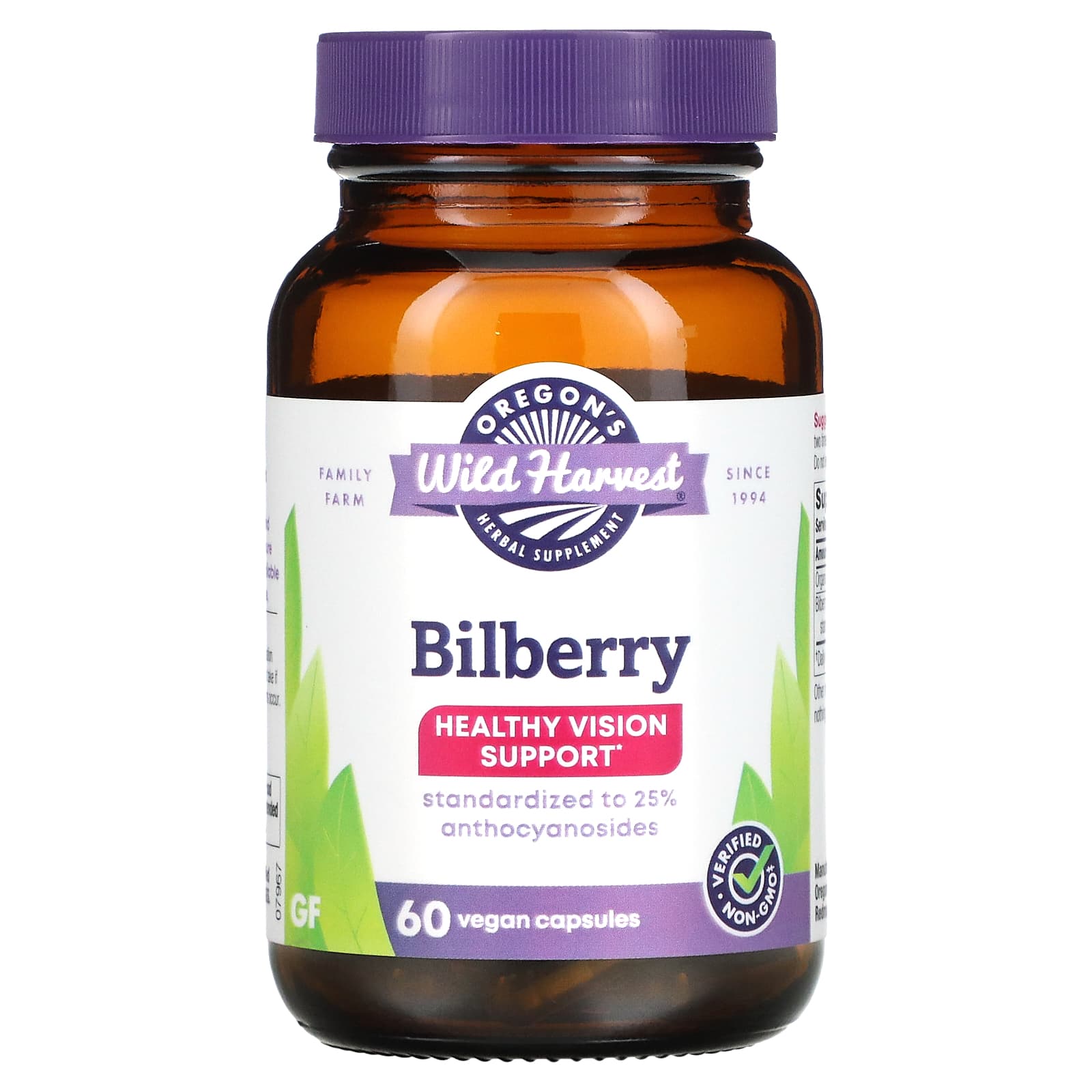 Oregon's Wild Harvest, Bilberry, Healthy Vision Support, 60 Vegan Capsules - B000Q414JG