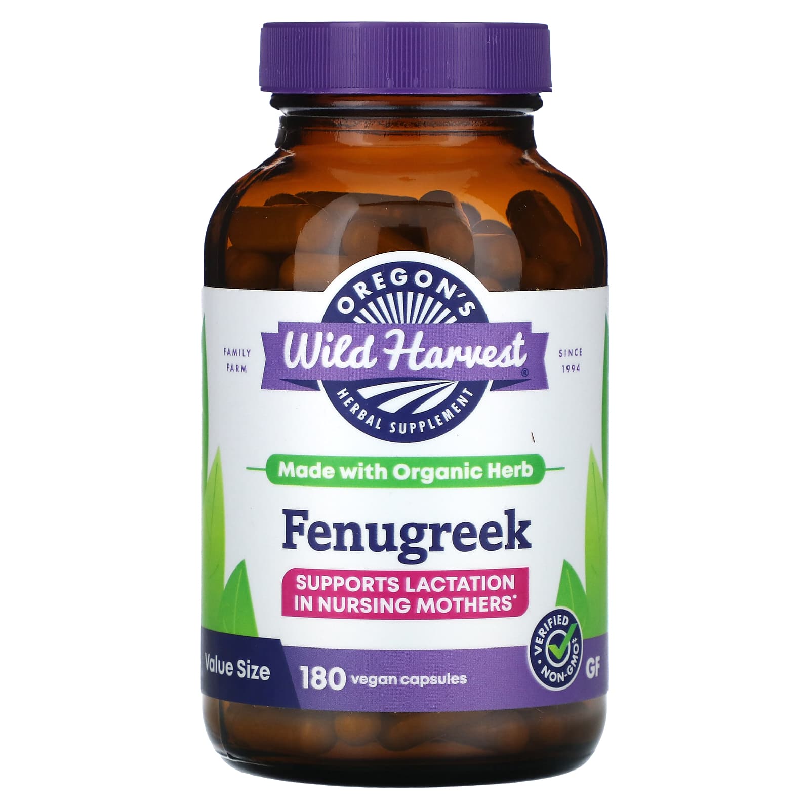 Oregon's Wild Harvest, Fenugreek, 180 Vegan Capsules - B0170HLXHE