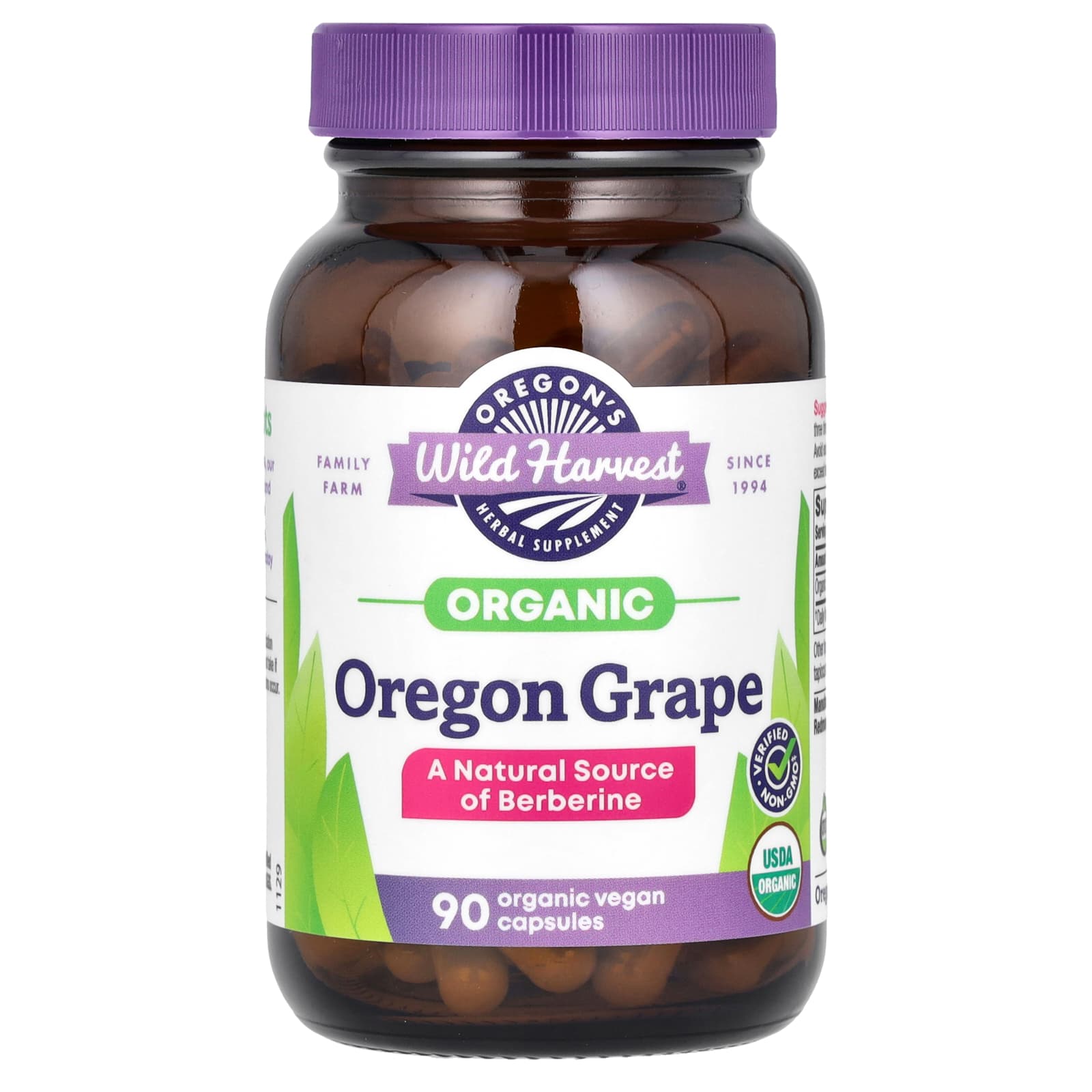 Oregon's Wild Harvest, Organic Oregon Grape, 90 Organic Vegan Capsules - B0006ZWUW0