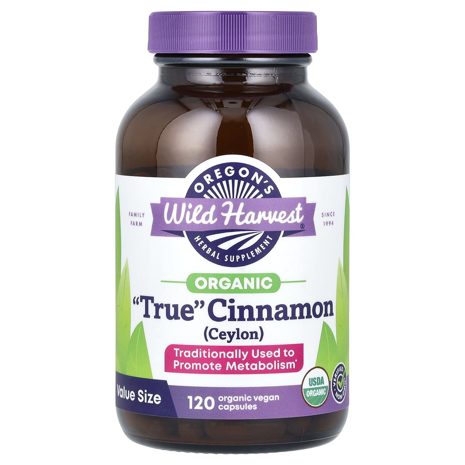 Oregon's Wild Harvest, Organic True Cinnamon, 120 Organic Vegan Capsules - B0170HLV1C
