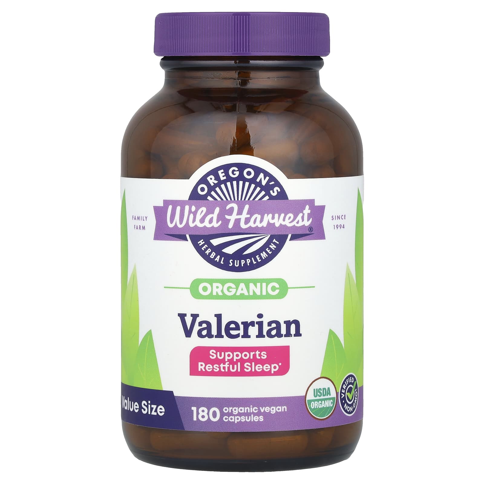 Oregon's Wild Harvest, Organic Valerian, 180 Vegan Capsules - B0170HM1MA