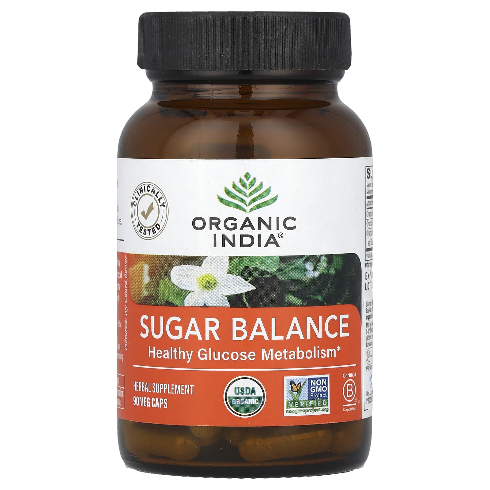 Organic India, Sugar Balance, Healthy Glucose Metabolism, 90 Veg Caps - 