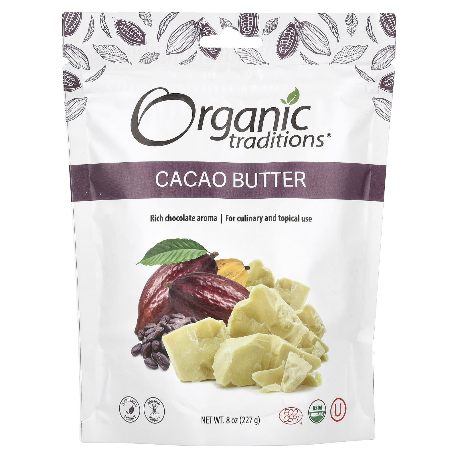 Organic Traditions, Cacao Butter, 8 oz (227 g) - 