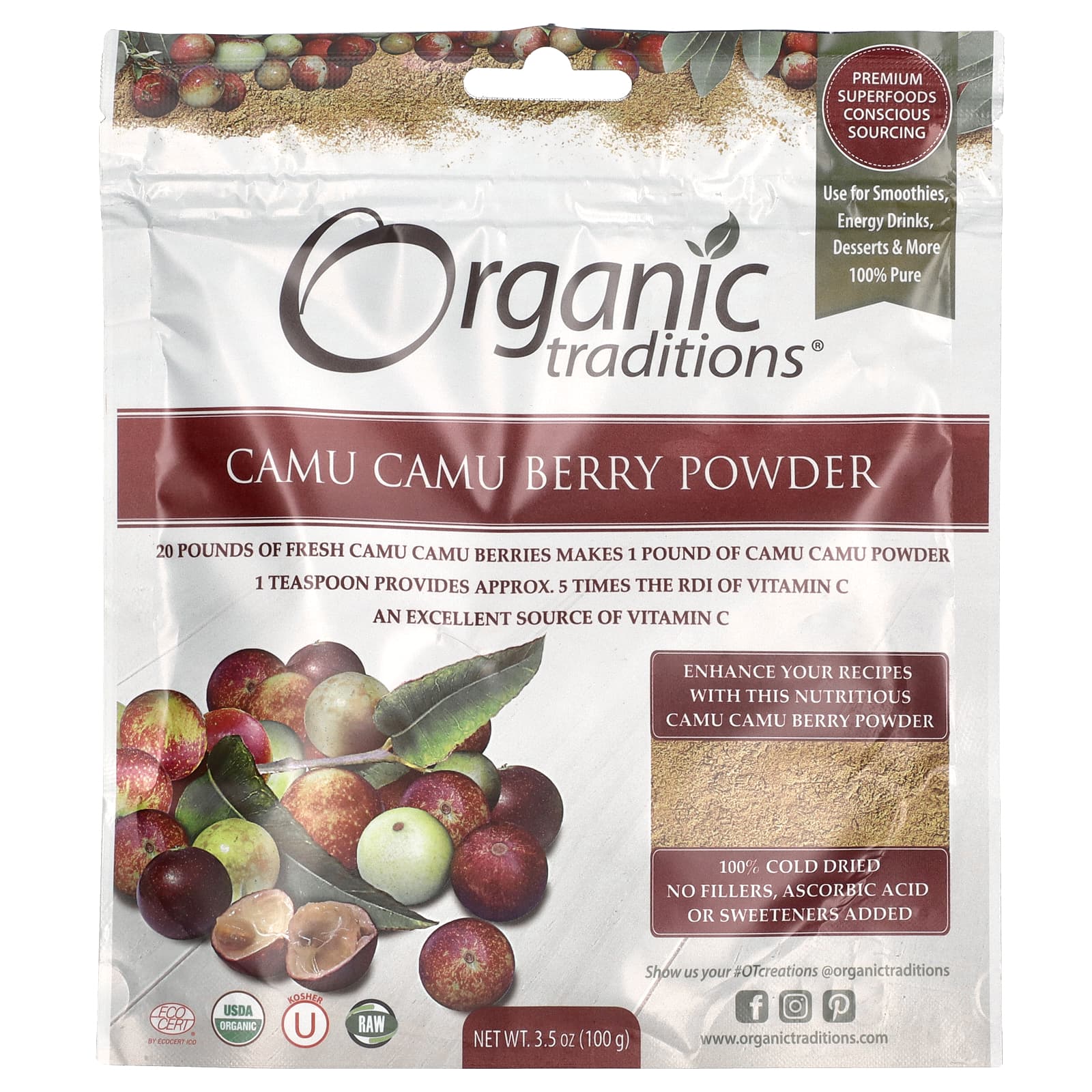 Organic Traditions, Camu Camu Berry Powder, 3.5 oz (100 g) - B01M7ZJUI9