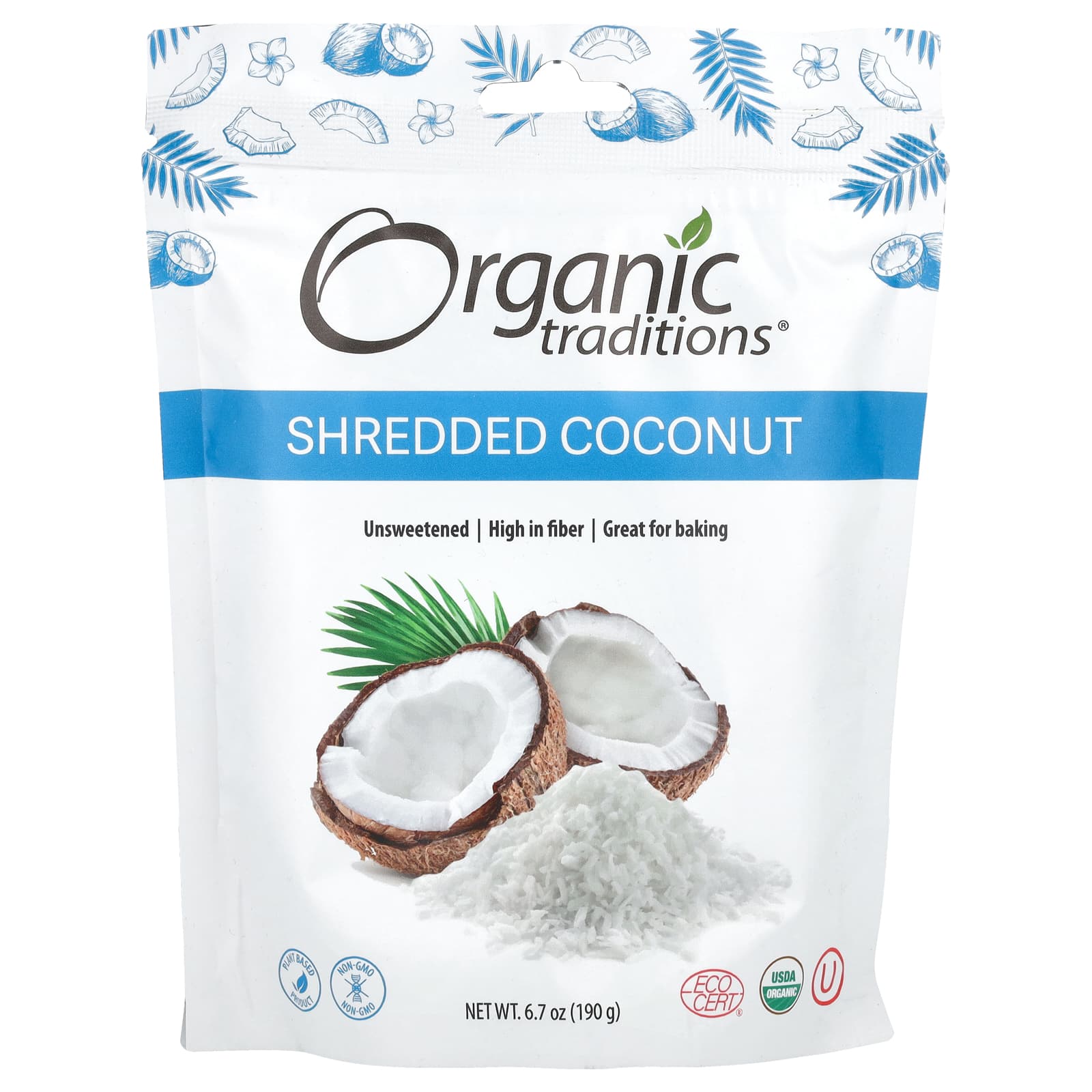 Organic Traditions, Shredded Coconut, 6.7 oz (190 g) - B07PCGP2TF