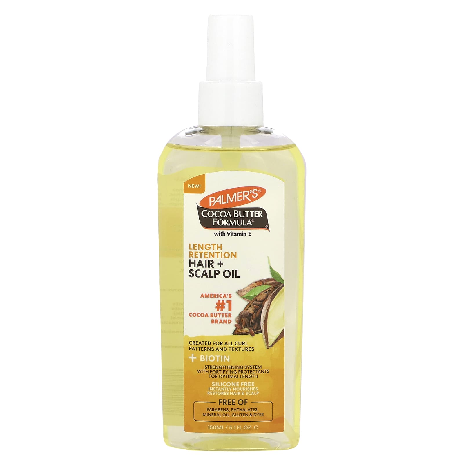 Palmer's, Cocoa Butter Formula with Vitamin E, Length Retention Hair + Scalp Oil, 5.1 fl oz (150 ml) - B08PC96N6X
