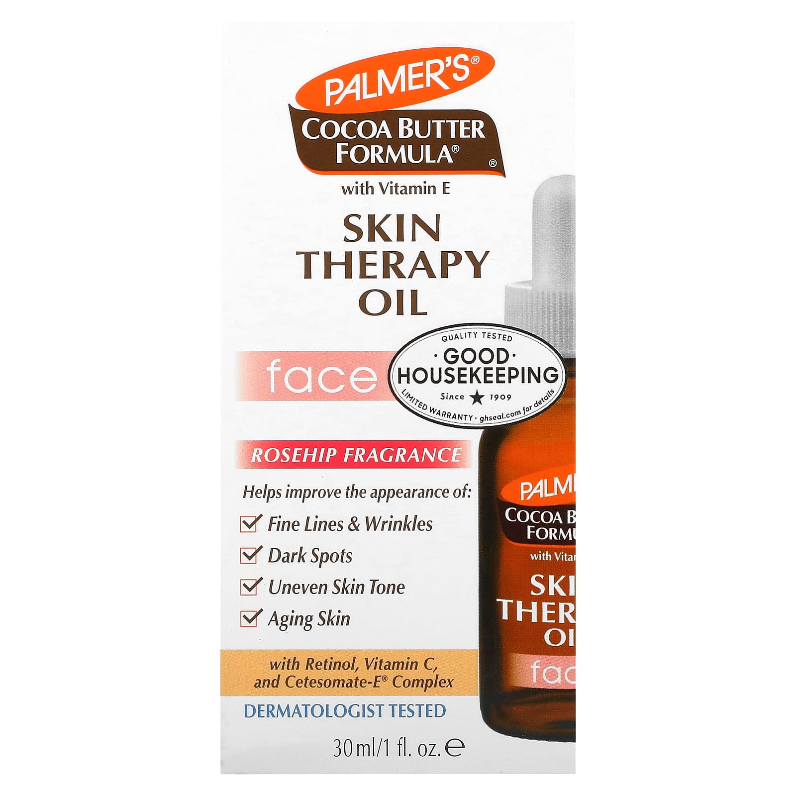 Palmer's, Cocoa Butter Formula with Vitamin E, Skin Therapy Oil, Face, Rosehip, 1 fl oz (30 ml) - B00J1FNW28