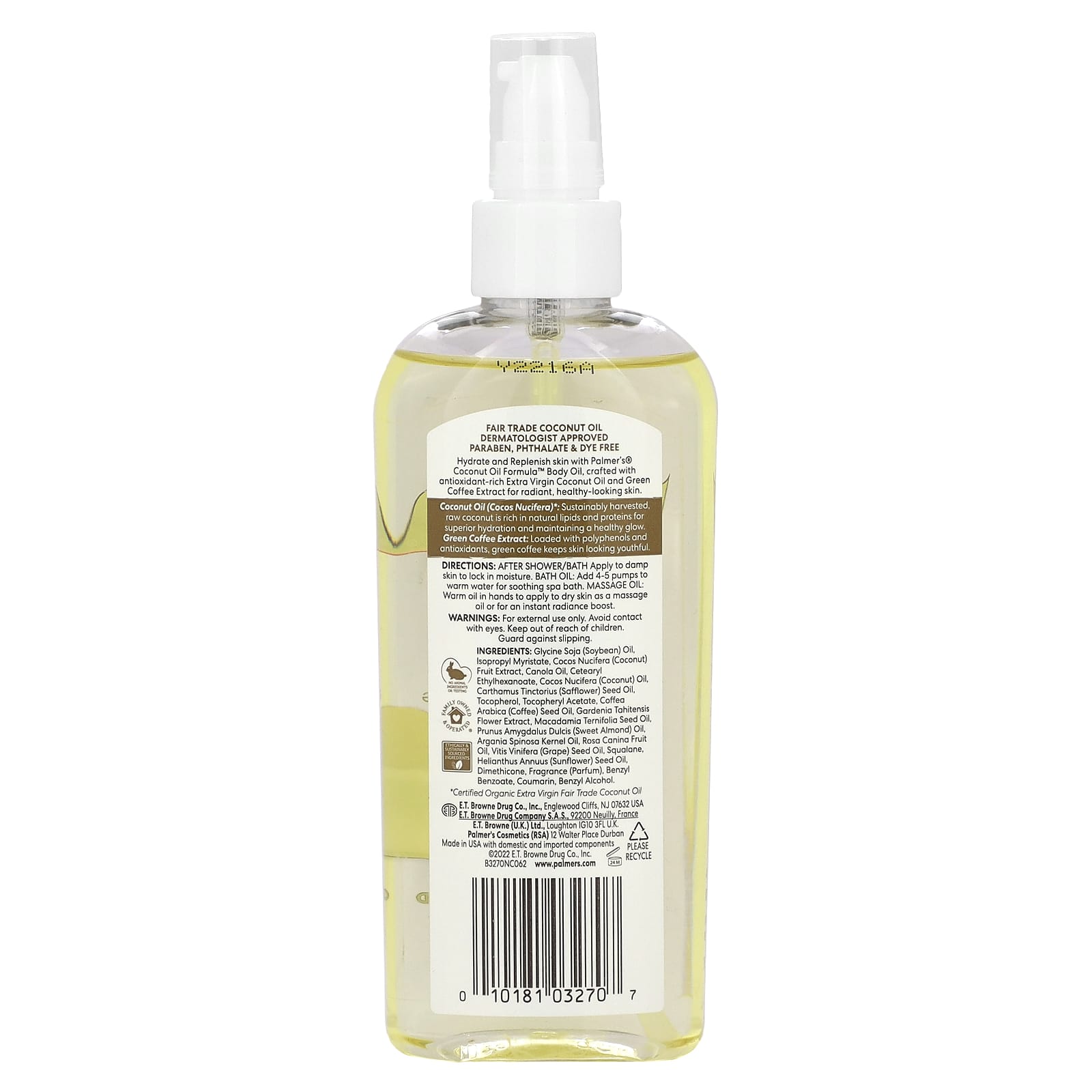 Palmer's, Coconut Oil Formula with Vitamin E, Body Oil, 5.1 fl oz (150 ml) - B00ZFWJLTY