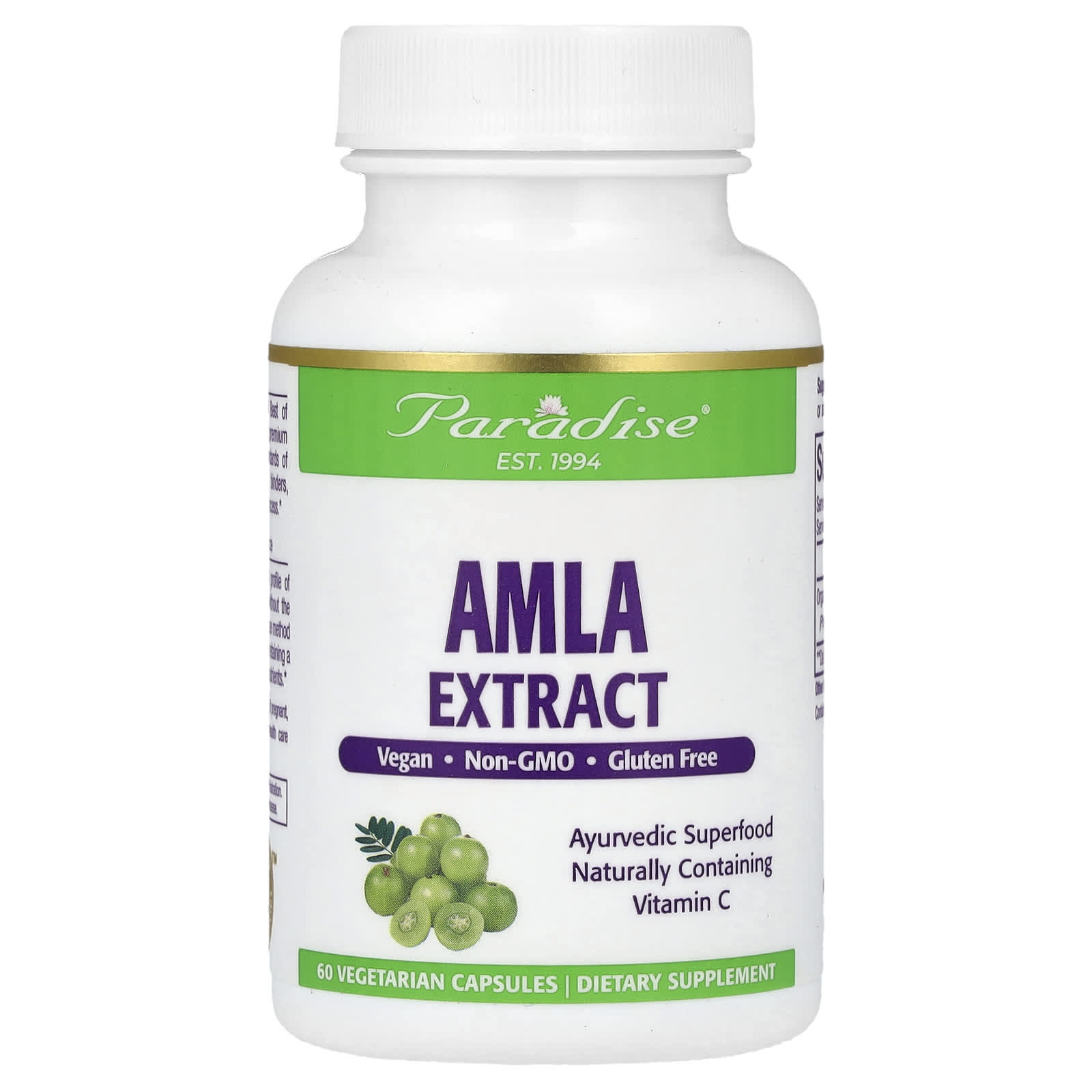 Paradise Herbs, Amla Extract, 60 Vegetarian Capsules - B00064X2EQ