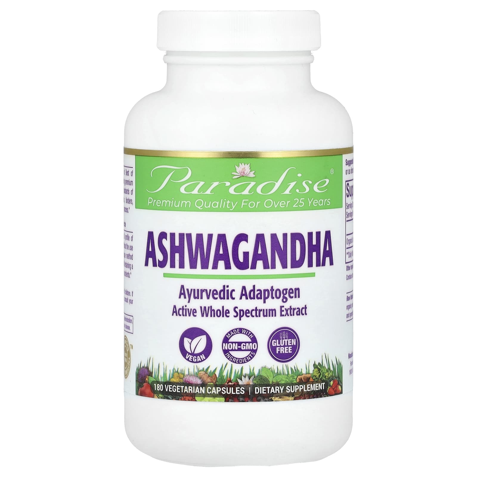 Paradise Herbs, Ashwagandha, 180 Vegetarian Capsules - B0C1CRY2RM
