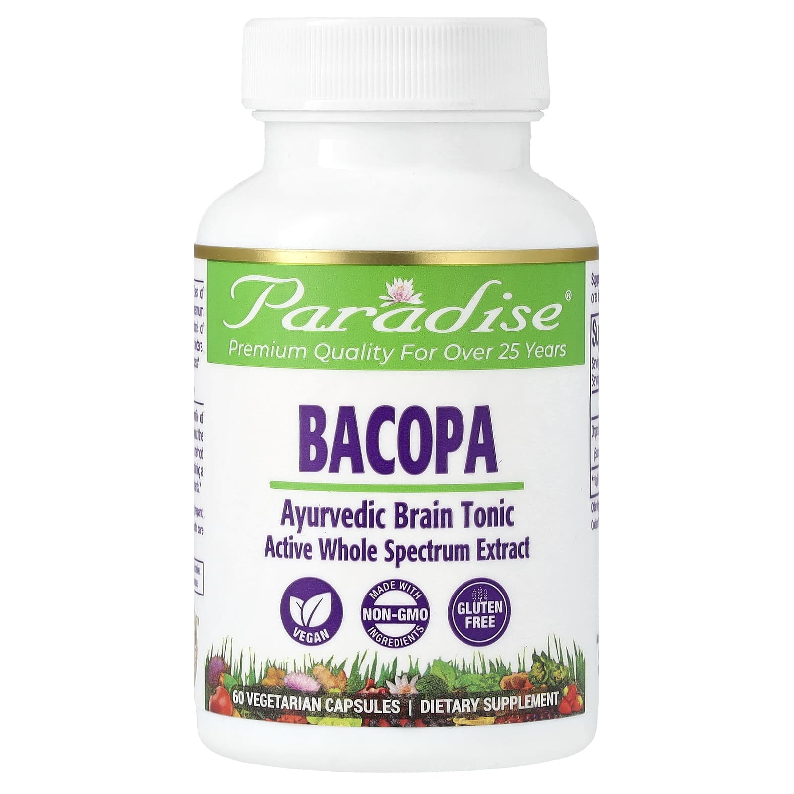 Paradise Herbs, Bacopa, 60 Vegetarian Capsules - B0012KB560
