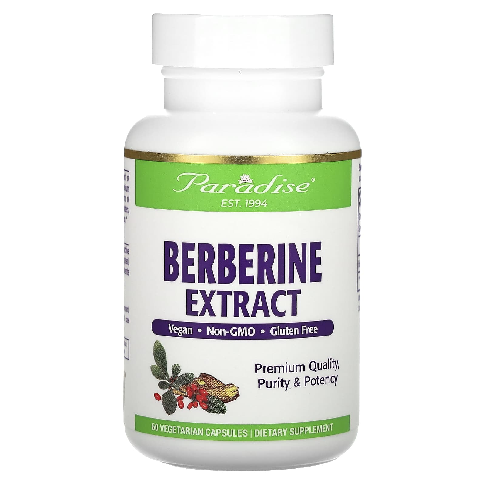 Paradise Herbs, Berberine Extract, 60 Vegetarian Capsules - B0753CVGVQ