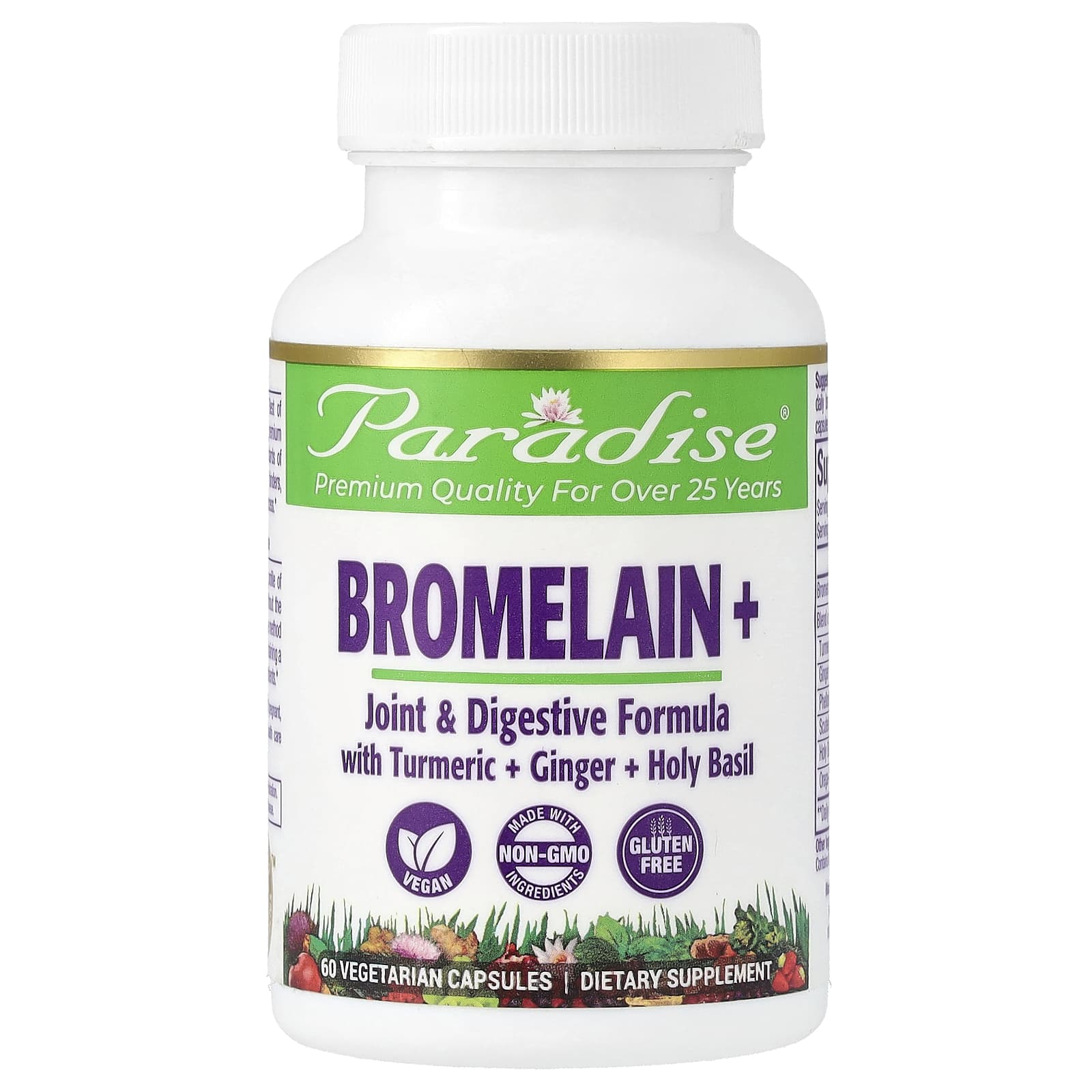 Paradise Herbs, Bromelain+, 60 Vegetarian Capsules
