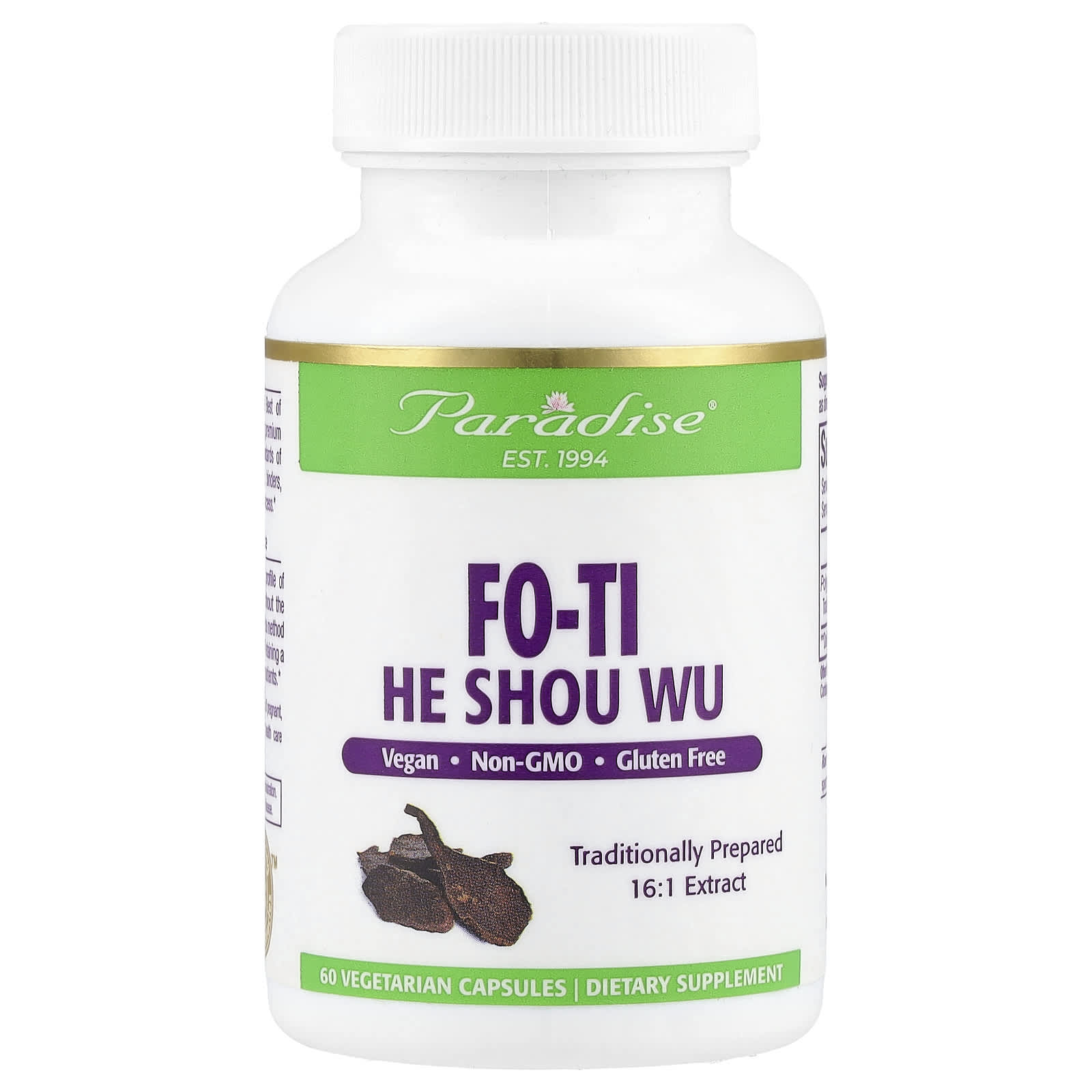 Paradise Herbs, Fo-Ti, He Shou Wu, 60 Vegetarian Capsules - B0006523Z4