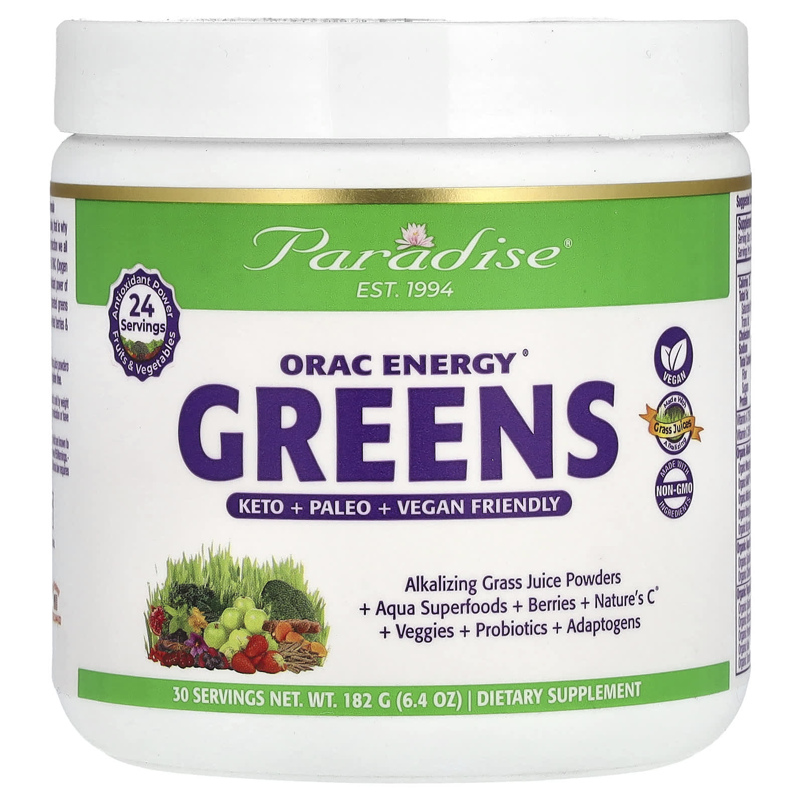 Paradise Herbs, ORAC Energy Greens, 6.4 oz (182 g) - B006H9T5PY