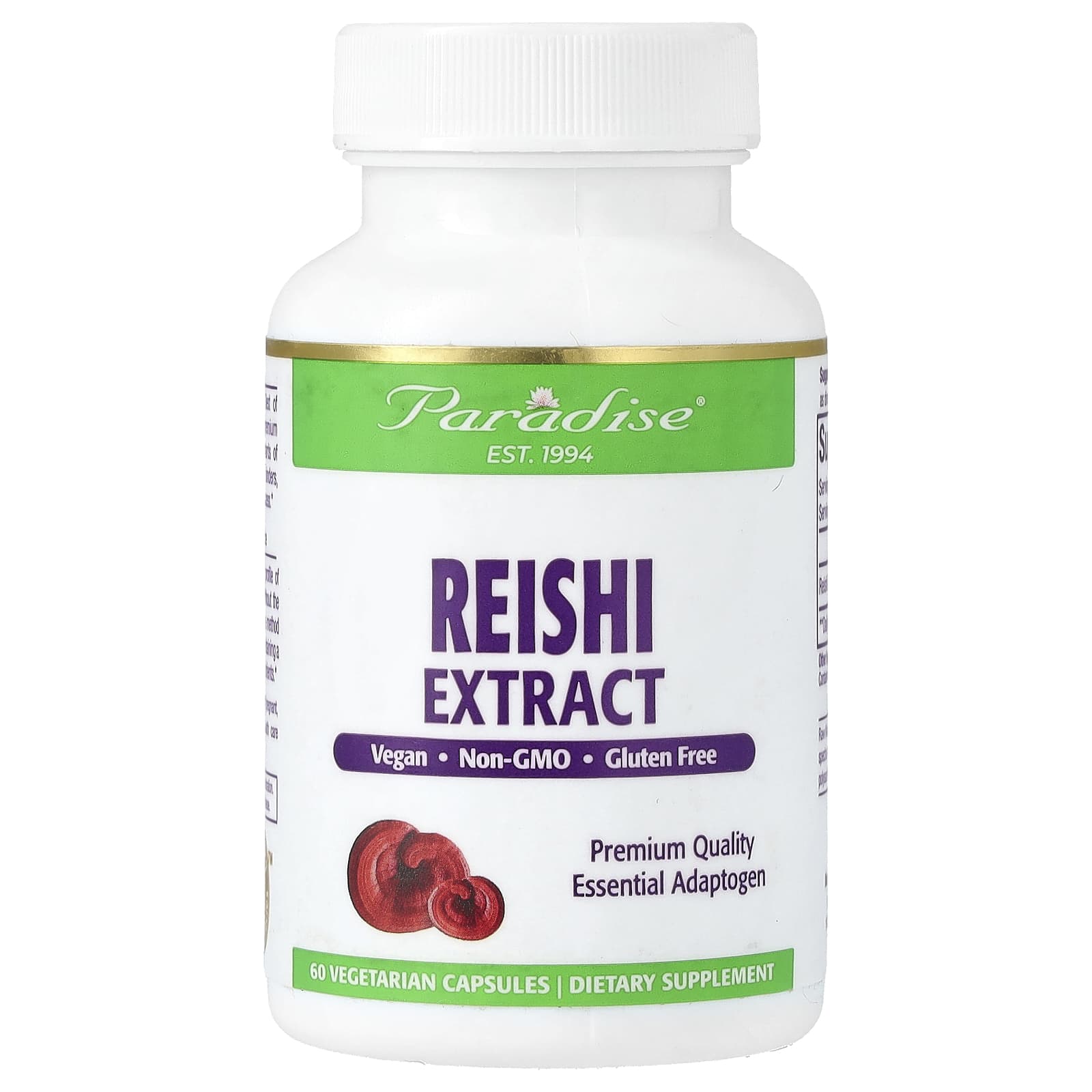 Paradise Herbs, Reishi Extract, 60 Vegetarian Capsules - B000OO8LQ2