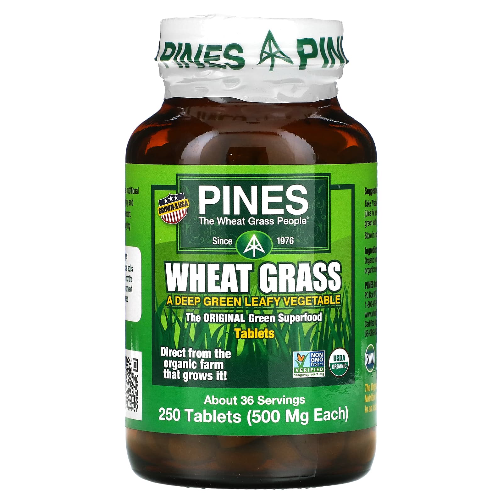 Pines International, Wheat Grass, 500 mg, 250 Tablets - B00014H6U2