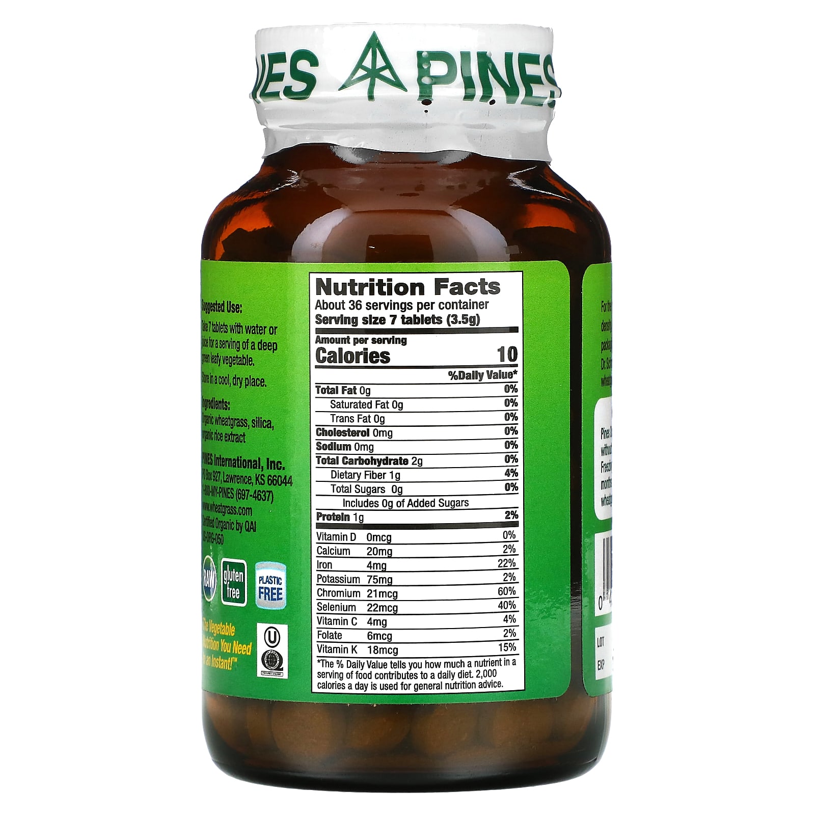 Pines International, Wheat Grass, 500 mg, 250 Tablets - B00014H6U2