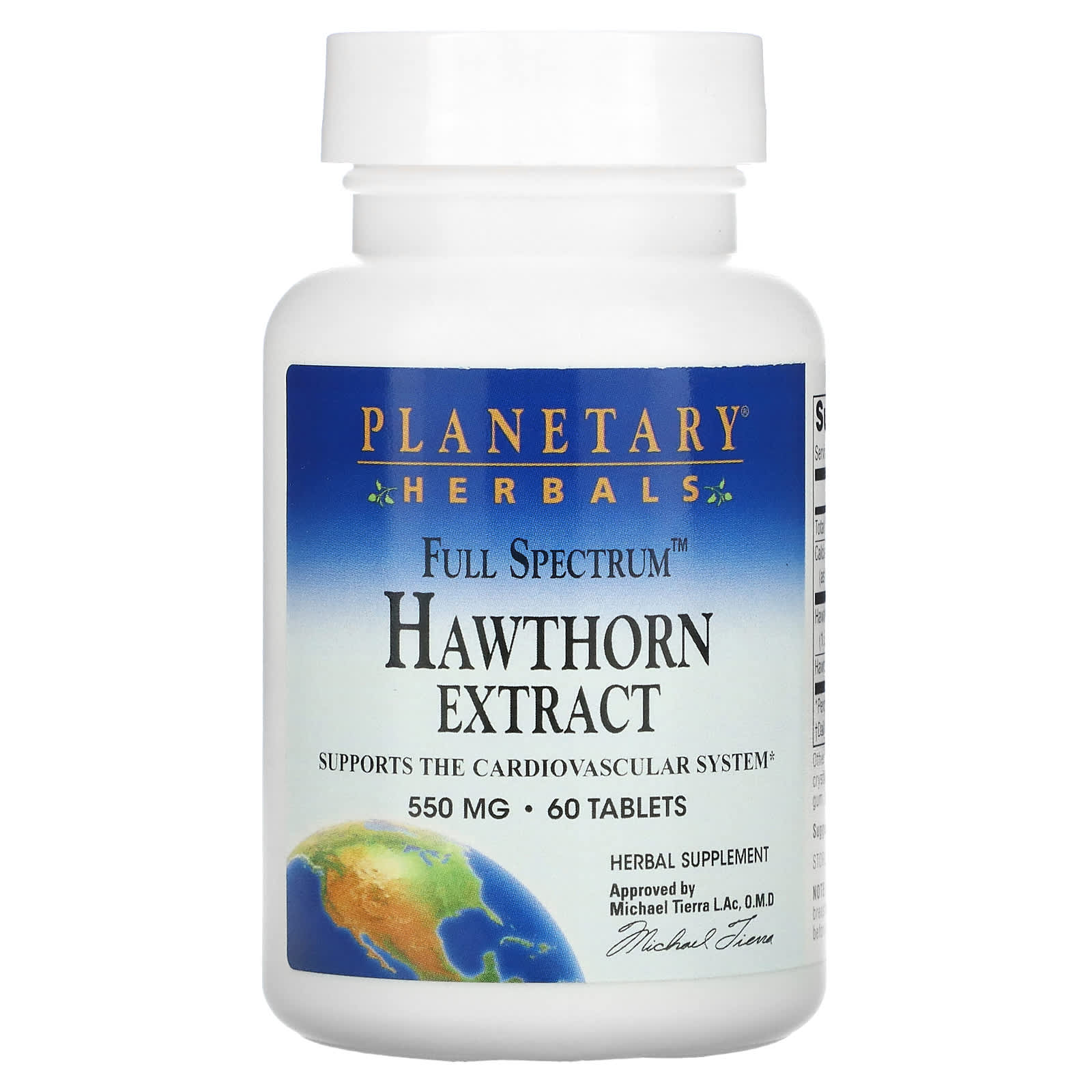 Planetary Herbals, Full Spectrum™ Hawthorn Extract, 550 mg, 60 Tablets