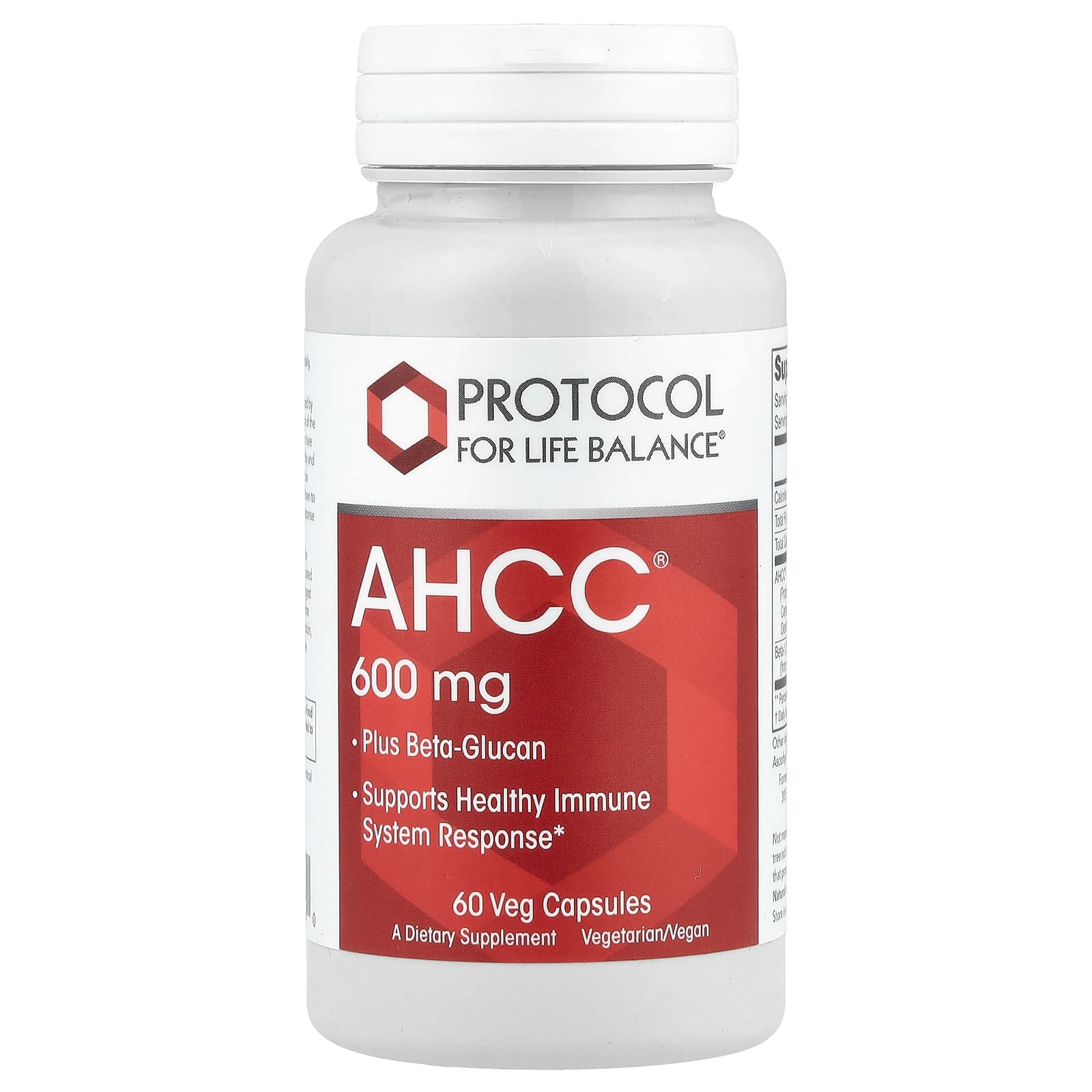 Protocol for Life Balance, AHCC® Plus Beta-Glucan, 60 Veg Capsules - B0DP3QN7MF