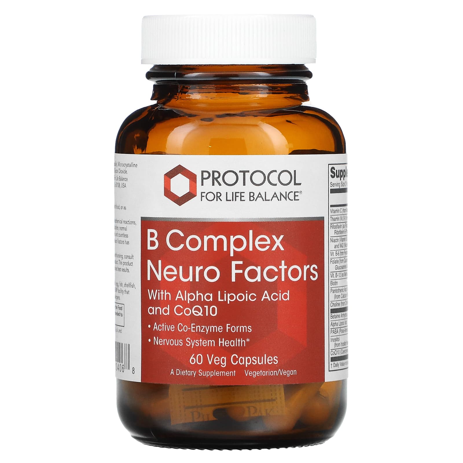 Protocol for Life Balance, B Complex Neuro Factors, 60 Veg Capsules - B01NAGCYCA