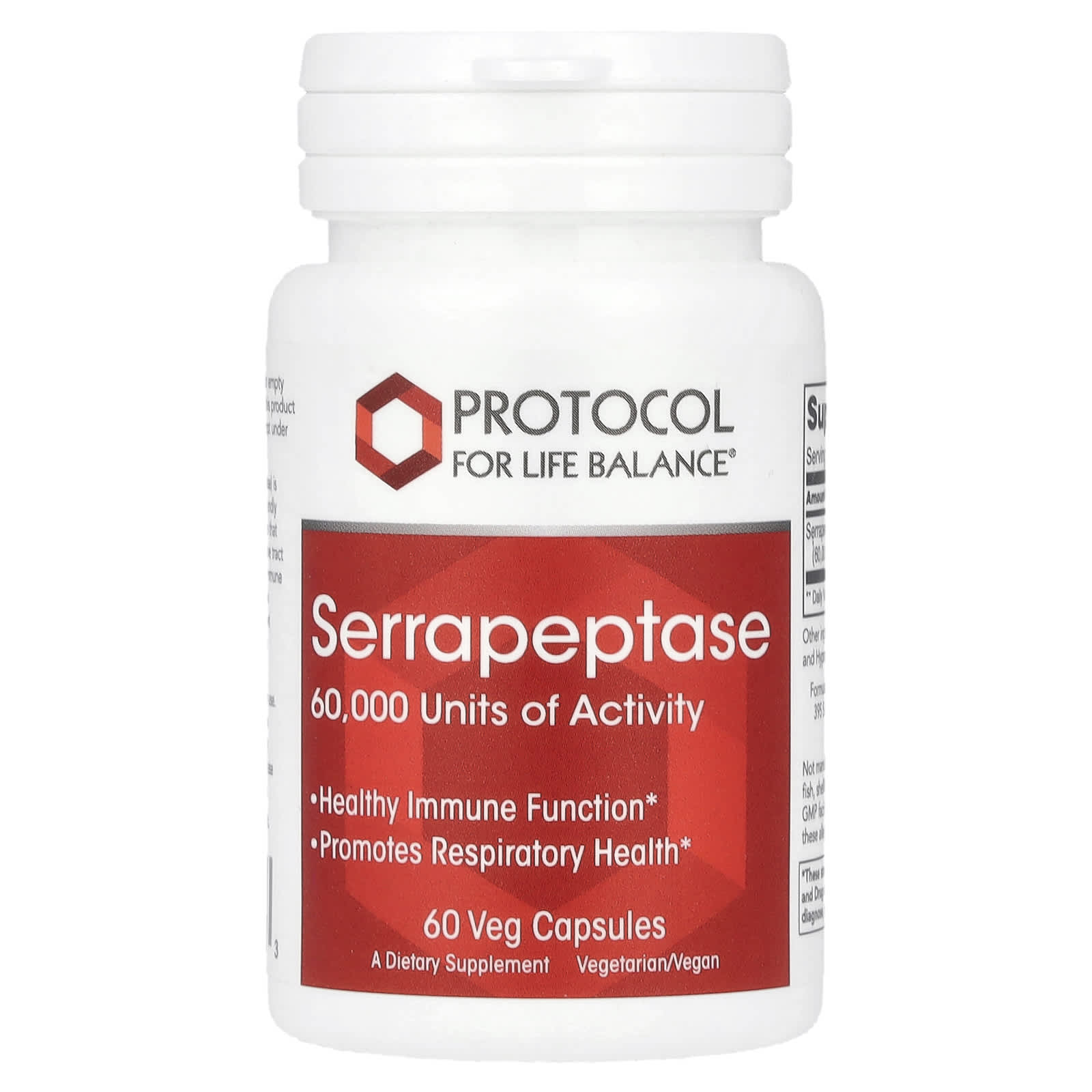 Protocol for Life Balance, Serrapeptase, 60 Veg Capsules - B09968WTST