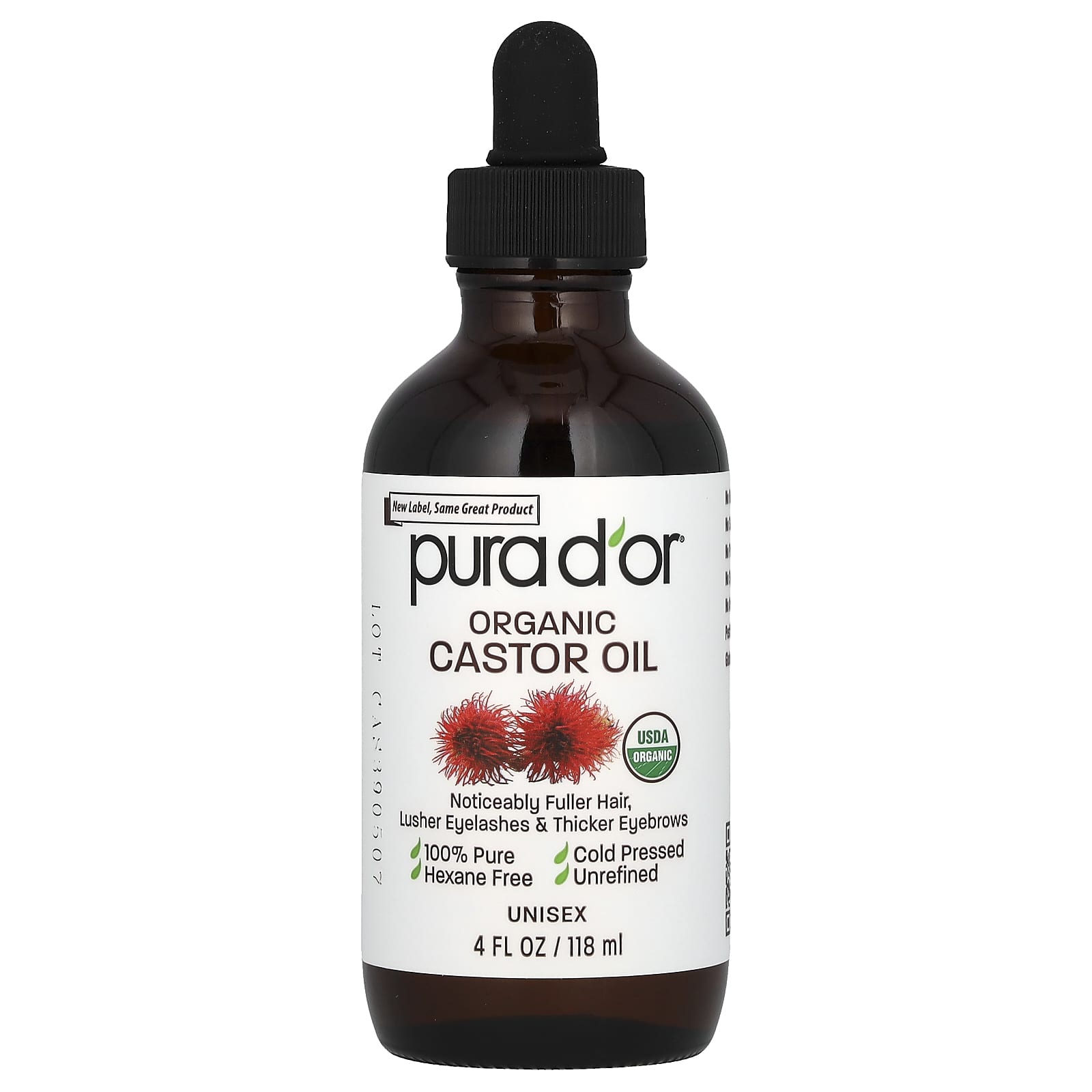 Pura D'or, Organic Castor Oil, 4 fl oz (118 ml) - B07JBHSCKB