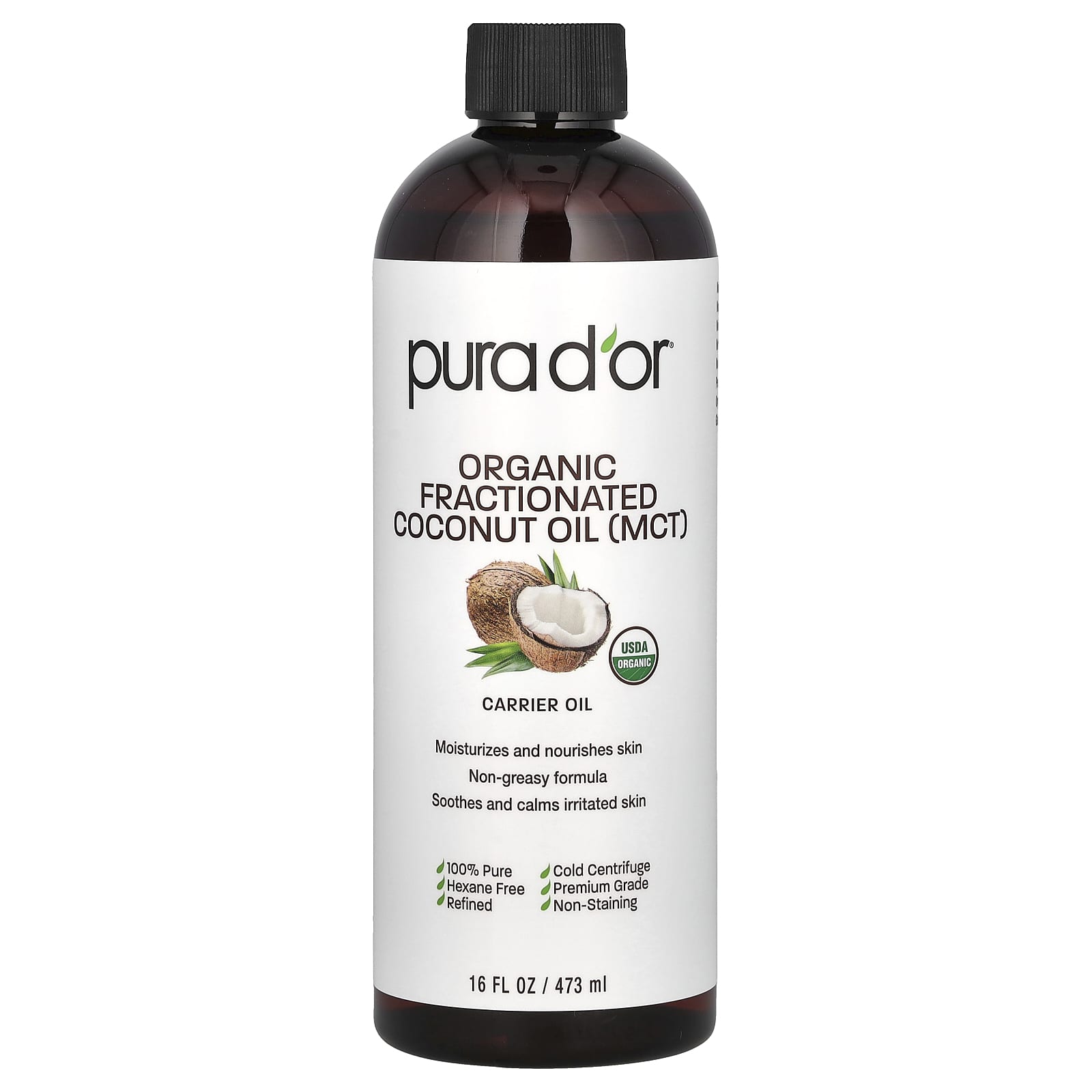 Pura D'or, Organic Fractionated Coconut Oil (MCT), 16 fl oz (473 ml) - B07RBR9THT