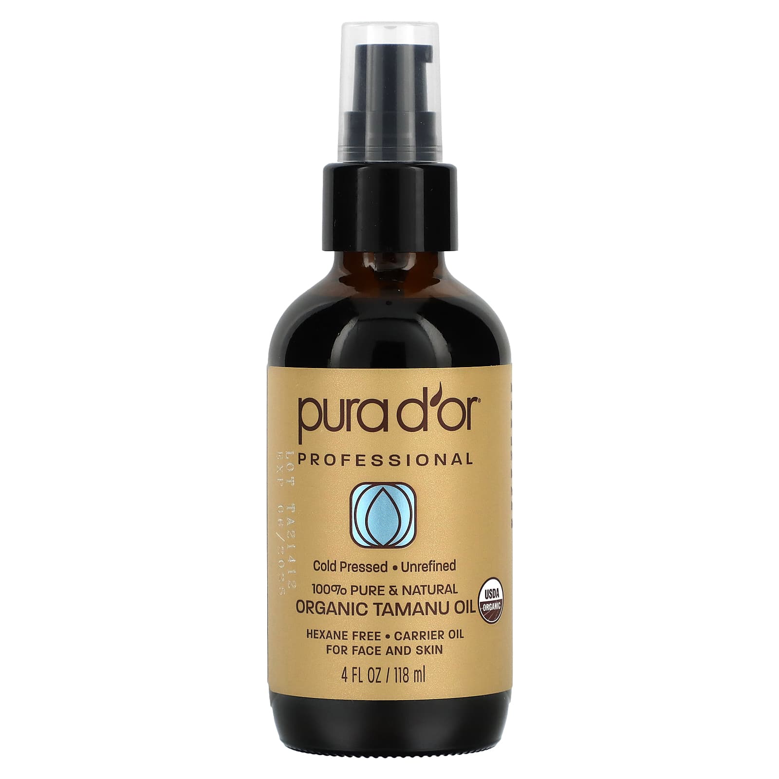 Pura D'or, Professional, Organic Tamanu Oil, 4 fl oz (118 ml) - B07RBQM6N8