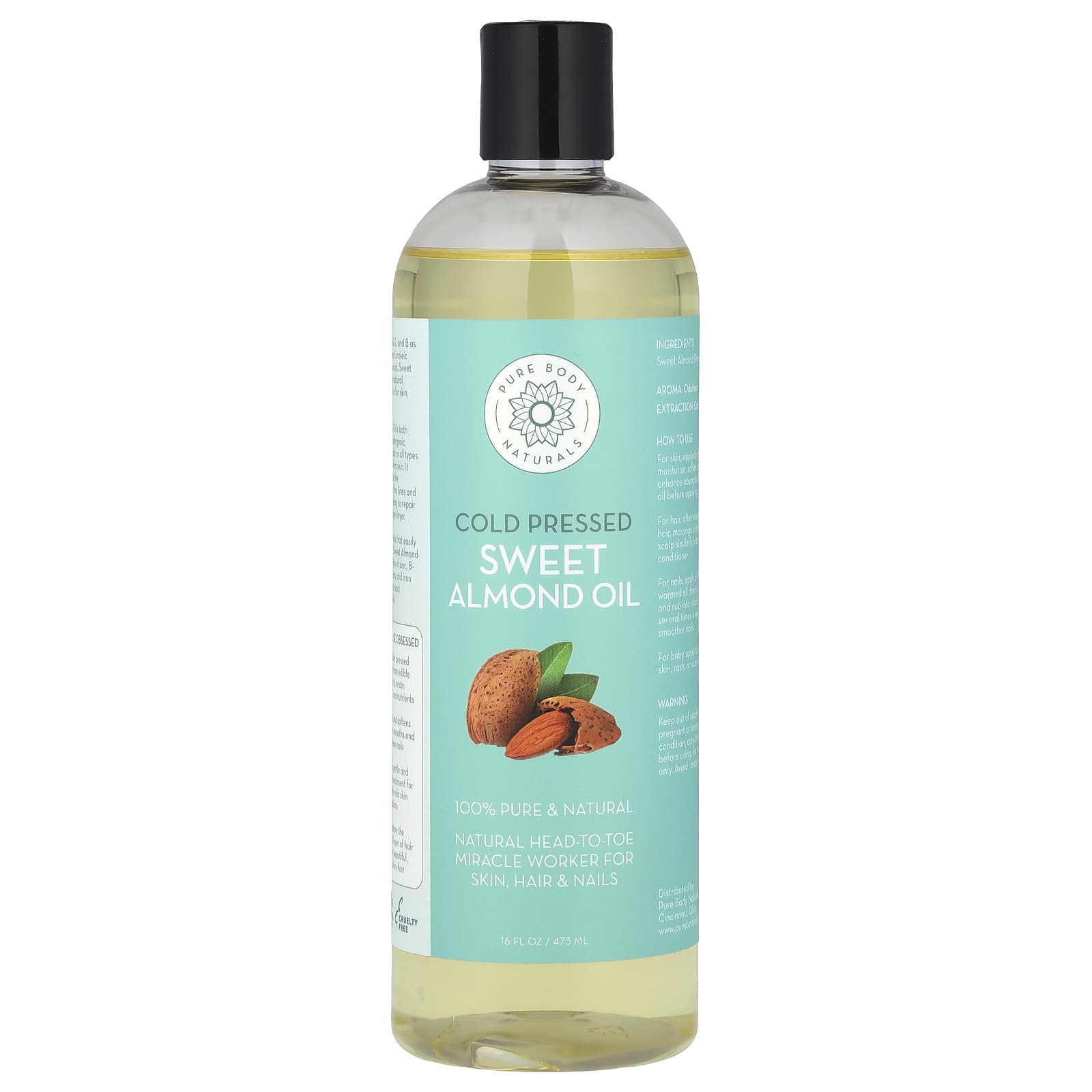 Pure Body Naturals, Sweet Almond Oil, 16 fl oz (473 ml) - B01LK643T6