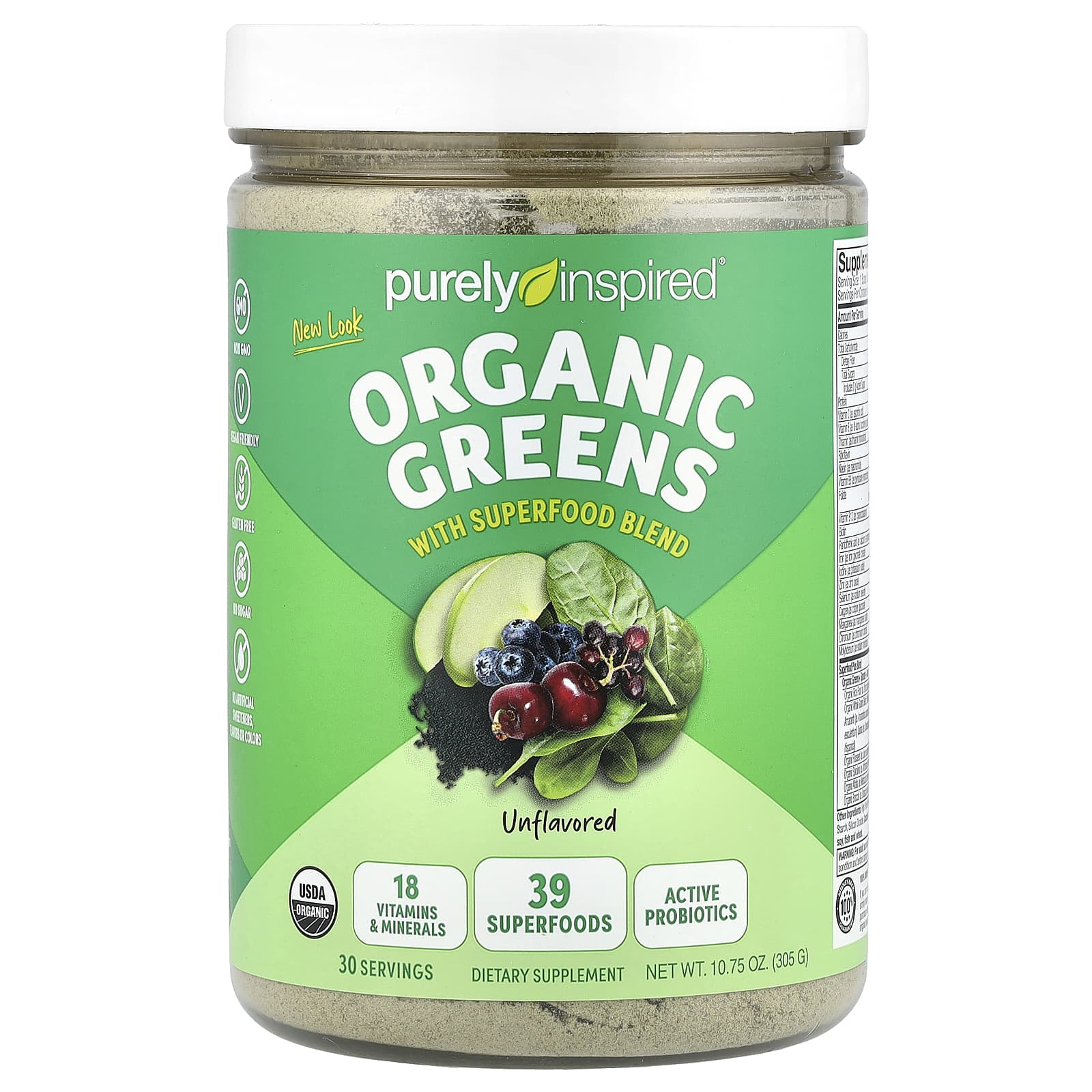 Purely Inspired, Organic Greens With Superfood Blend, Unflavored, 10.75 oz (305 g) - B0DHF3HXQW