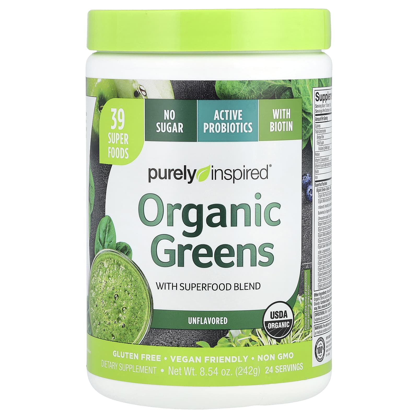 Purely Inspired, Organic Greens with Superfood Blend, Unflavored, 8.54 oz (242 g) - B01MPXM7YK