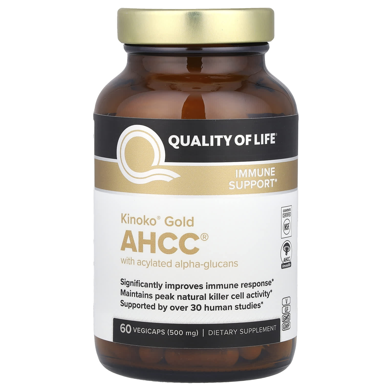 Quality of Life, Kinoko® Gold AHCC® with Acylated Alpha-Glucans, 60 Vegicaps - B000WUJ8Y2
