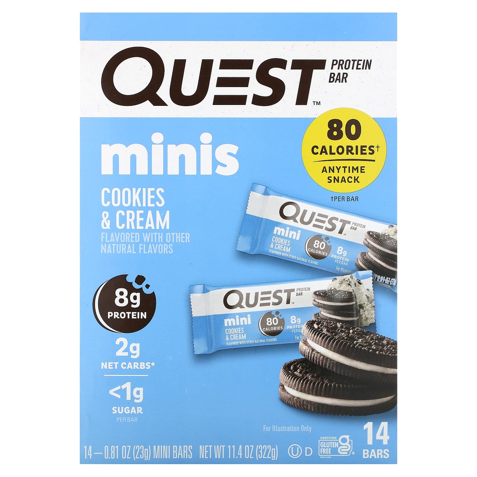 Quest Nutrition, Protein Bar, Minis, Cookies & Cream, 14 Bars, 0.81 oz (23 g) Each - B09QHBT54K