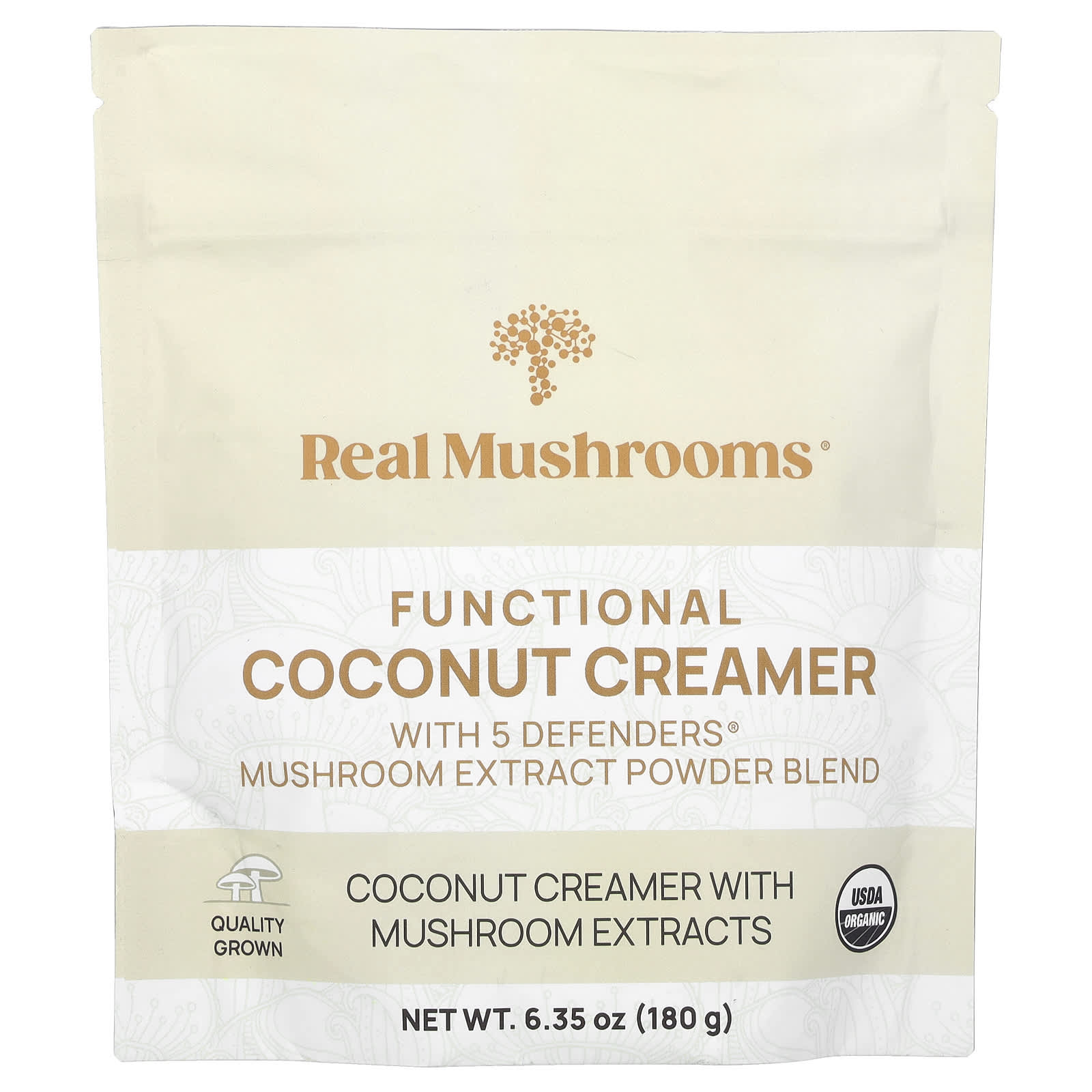 Real Mushrooms, Functional Coconut Creamer, 6.35 oz (180 g) - B0CFVN2GZS