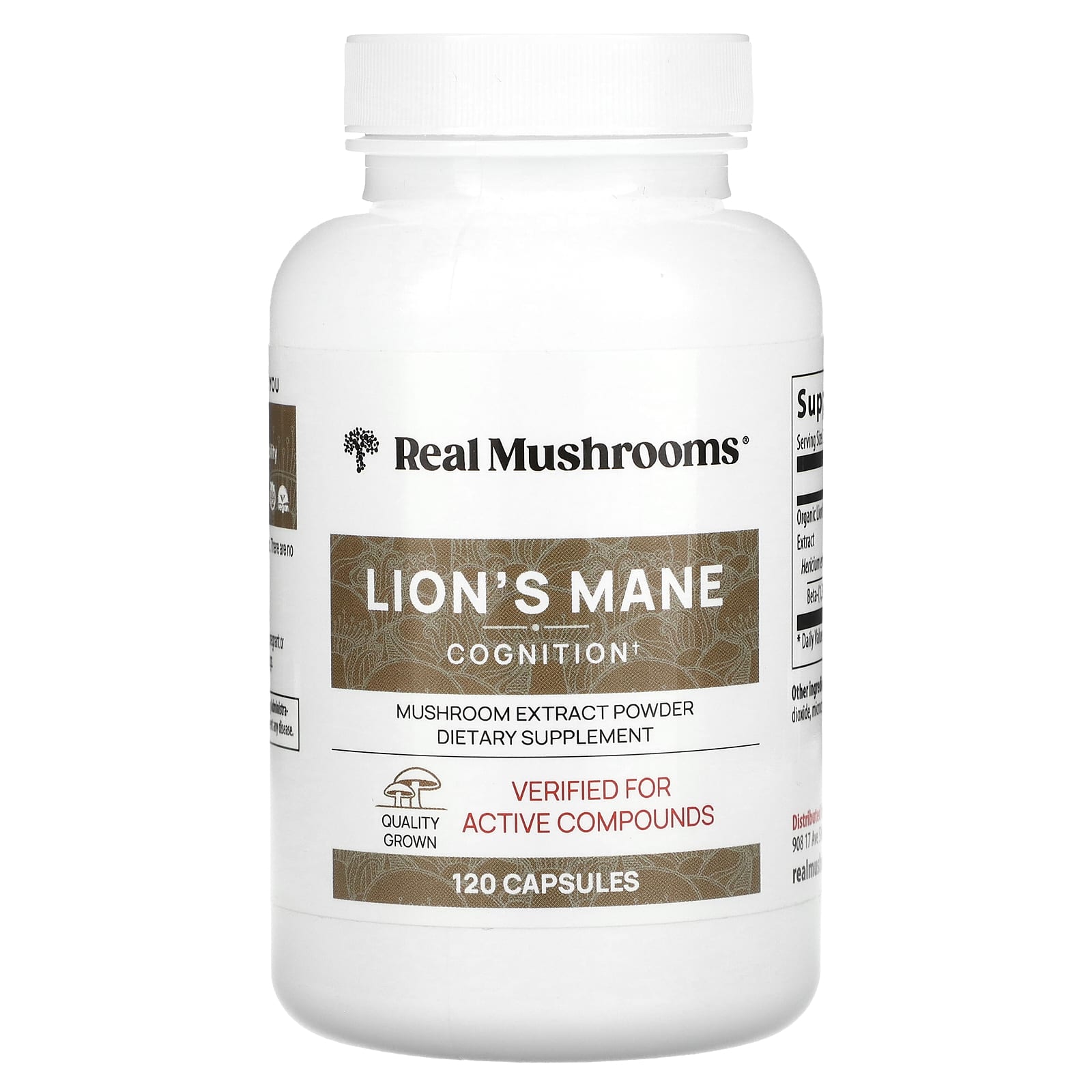 Real Mushrooms, Lion's Mane, Mushroom Extract Powder, 120 Capsules - B078SZX3ML