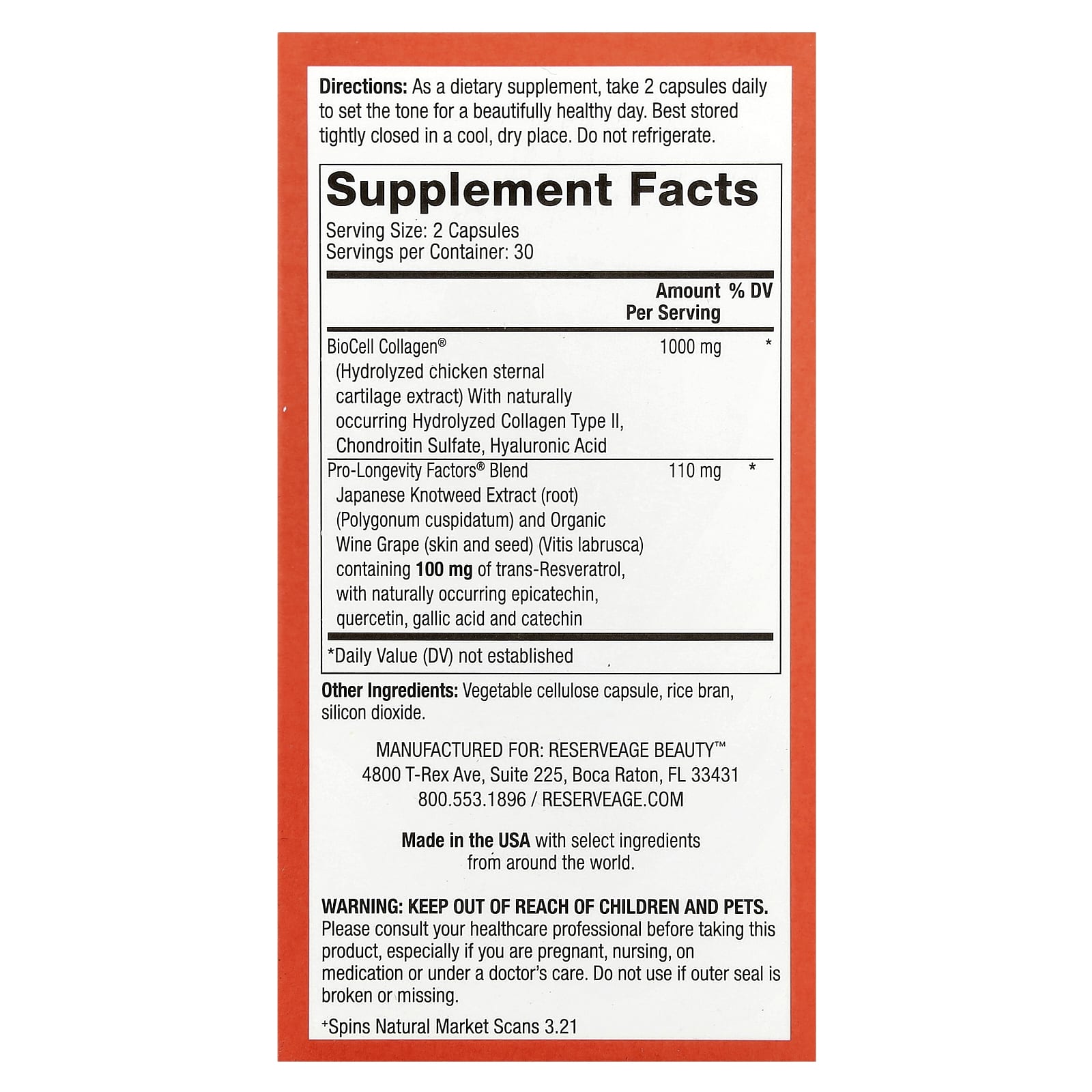 Reserveage Beauty, Collagen Booster™ with Hyaluronic Acid & Resveratrol, 60 Capsules - B07Q2SCGXT