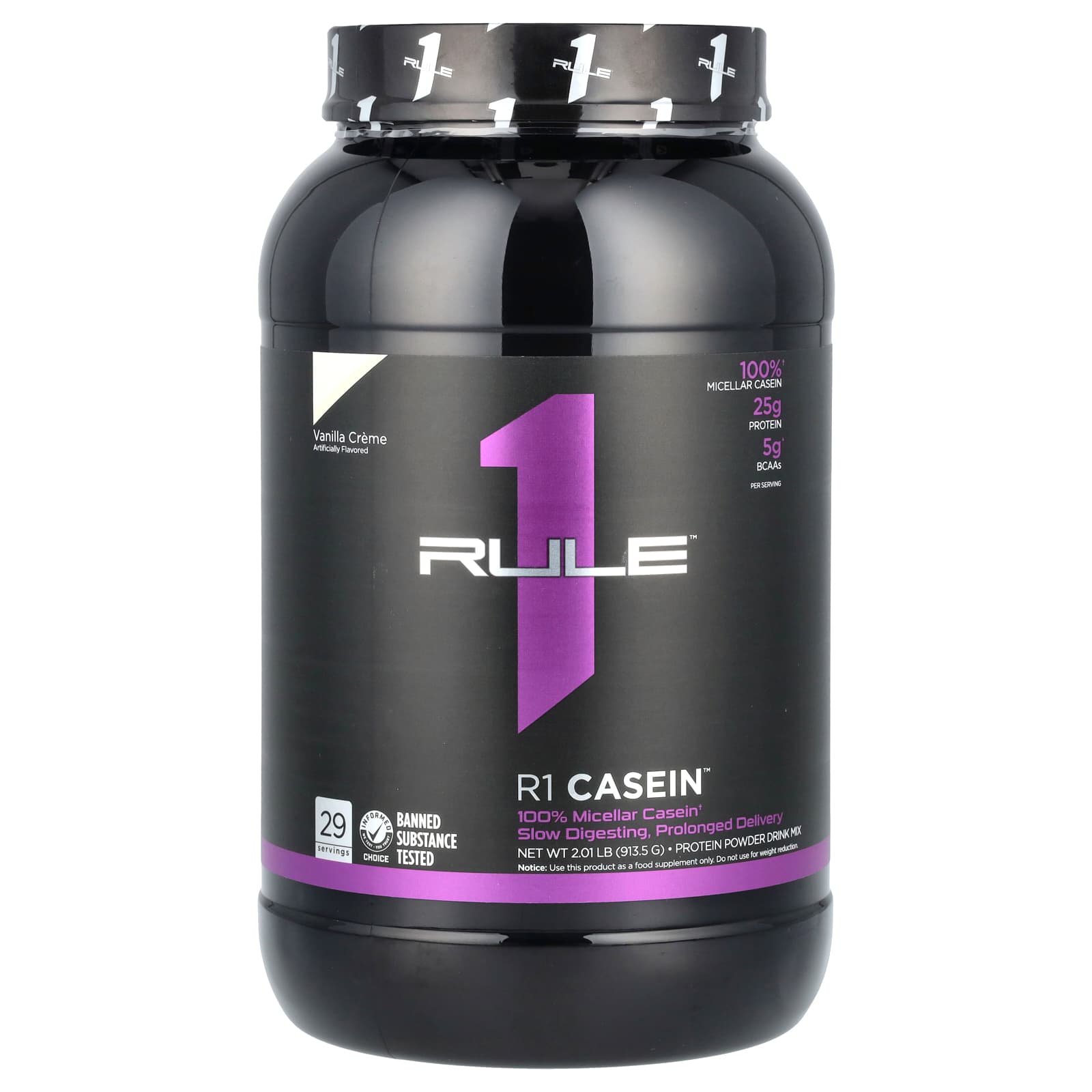 Rule One Proteins, R1 Casein, Protein Powder Drink Mix, Vanilla Creme, 2.01 lbs (913.5 g) - B0CJ59BFRK